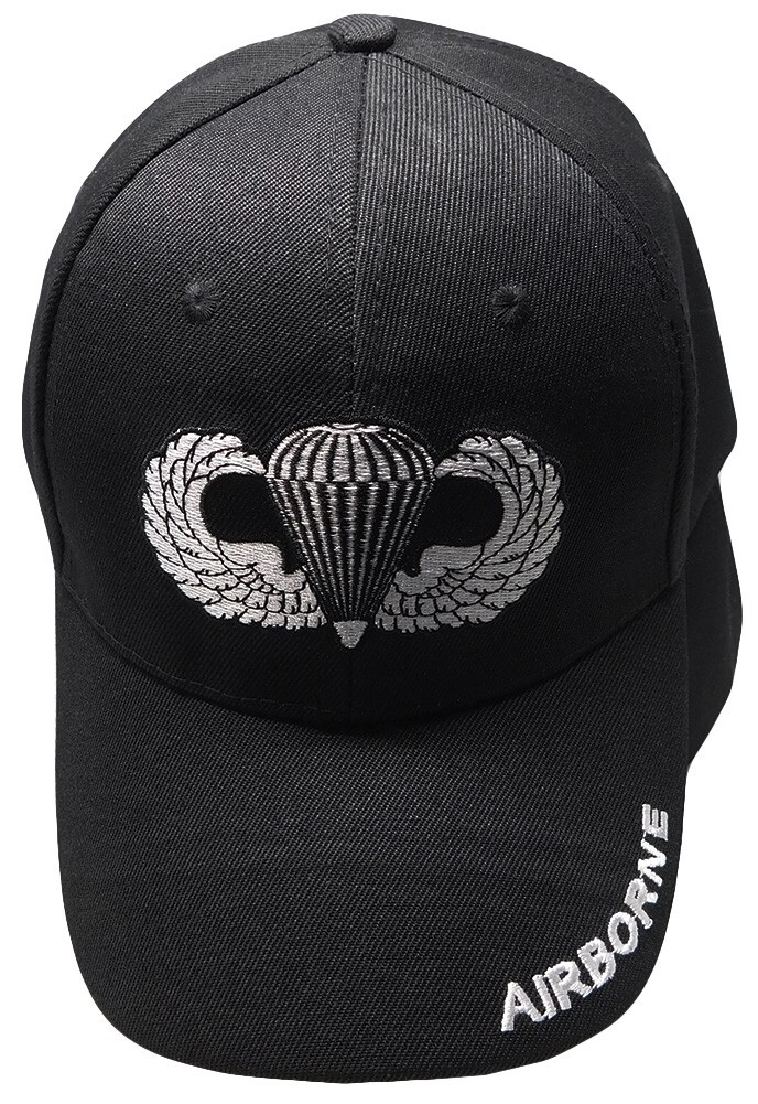 NEW AIRBORNE HAT BLACK COLOR CAP PARATROOPER WINGS OFFICIALLY LICENSED