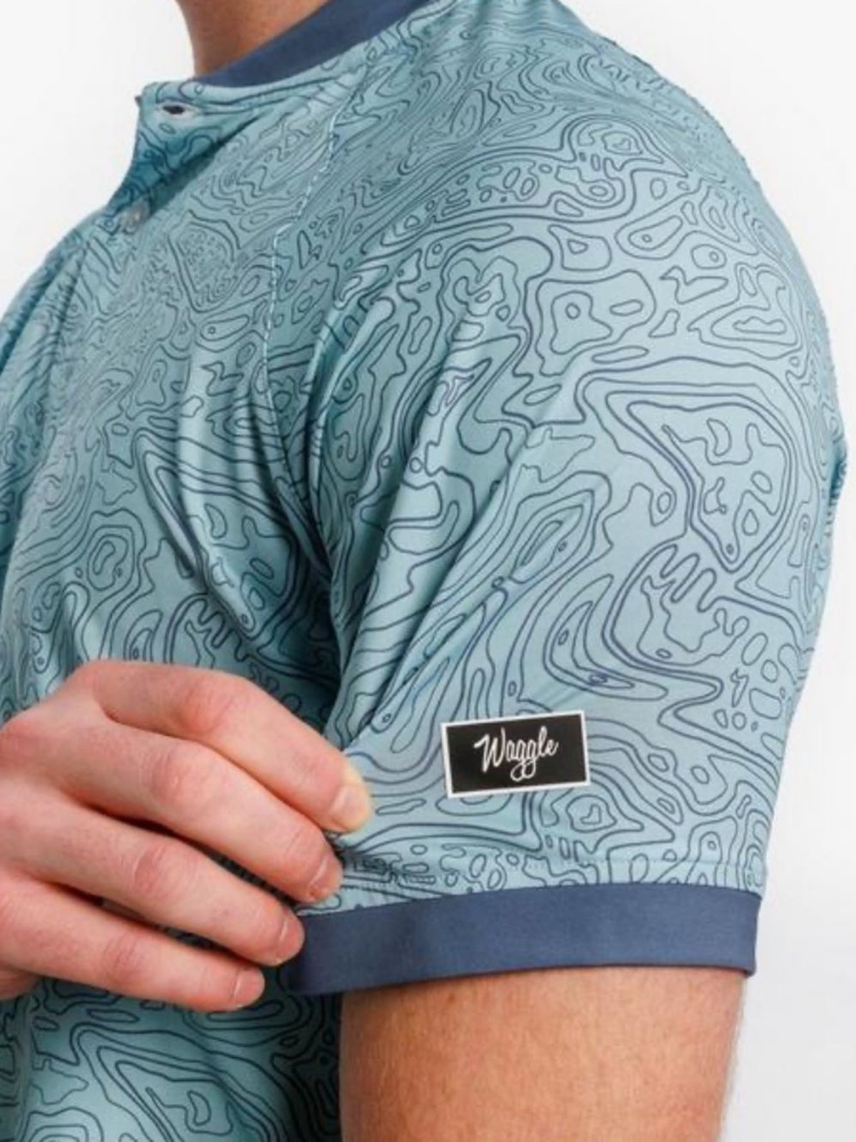 Waggle Loon Lake Topographic Short Sleeve Polo Medium