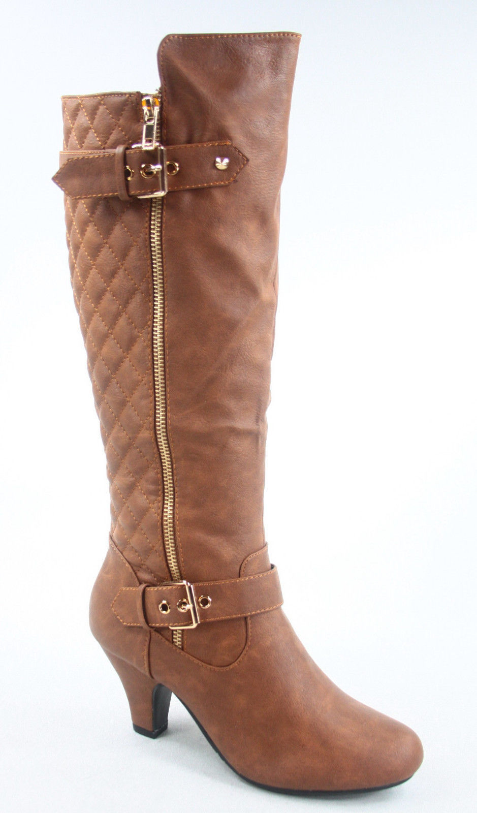 Fashion Low Heel Mid Knee Calf Zipper Dress Boots Women’s Shoes Size 5 – 10 NEW