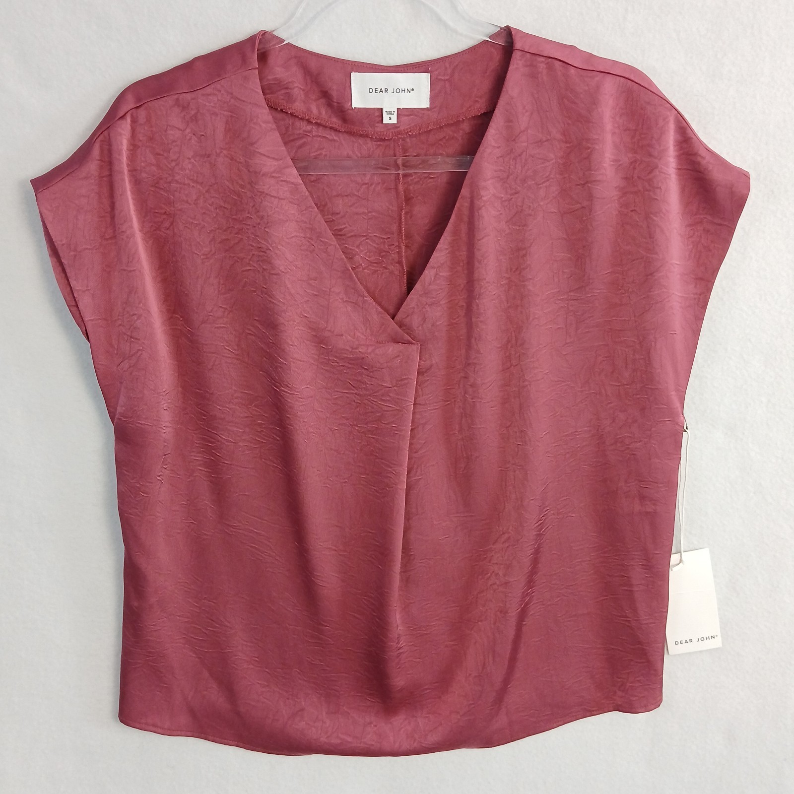 Dear John Women’s Textured Sleeveless V-Neck Blouse Size S Lilac Rose NWT