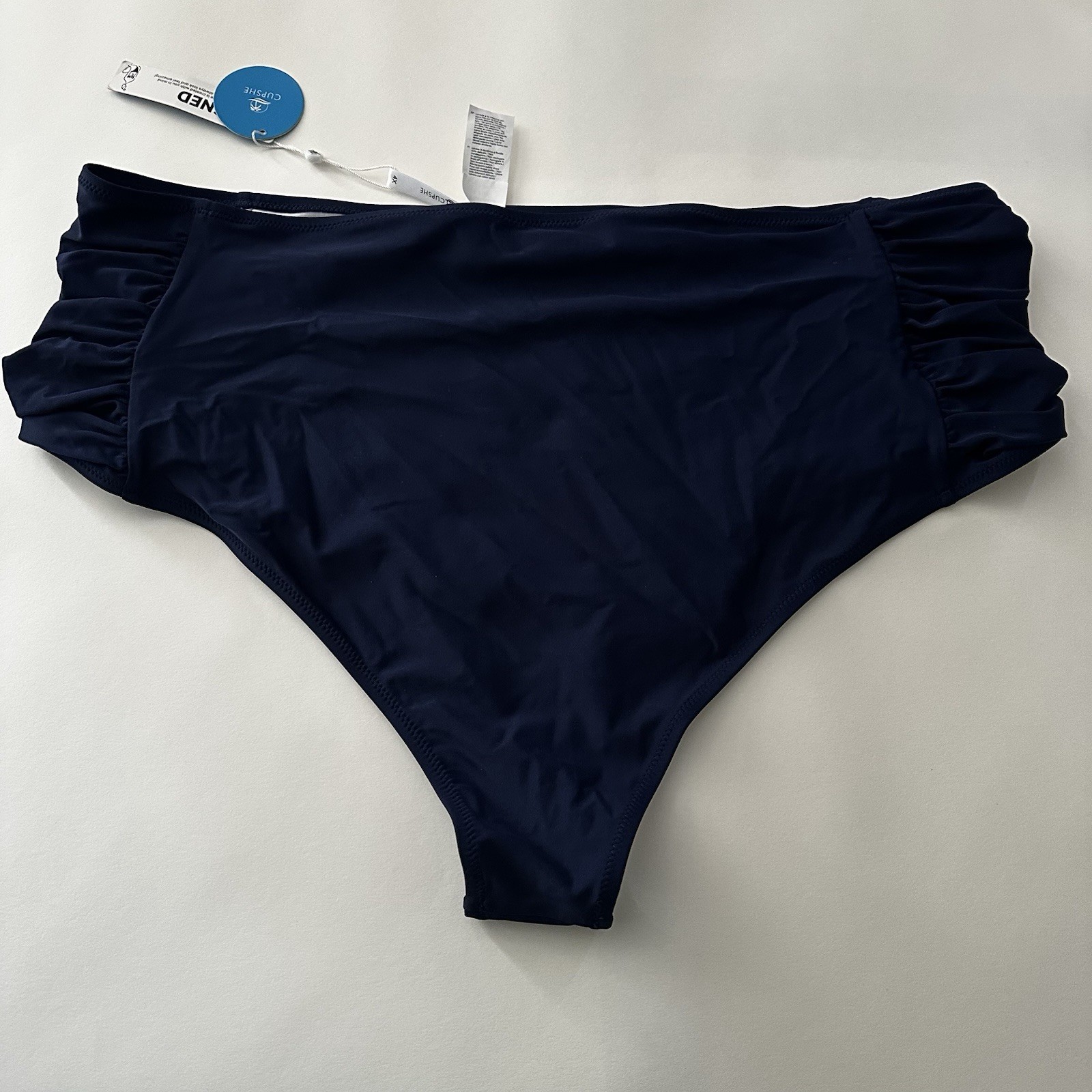 Cupshe Women’s Navy Ruched High-Waist Bikini Bottom Plus Size 4X