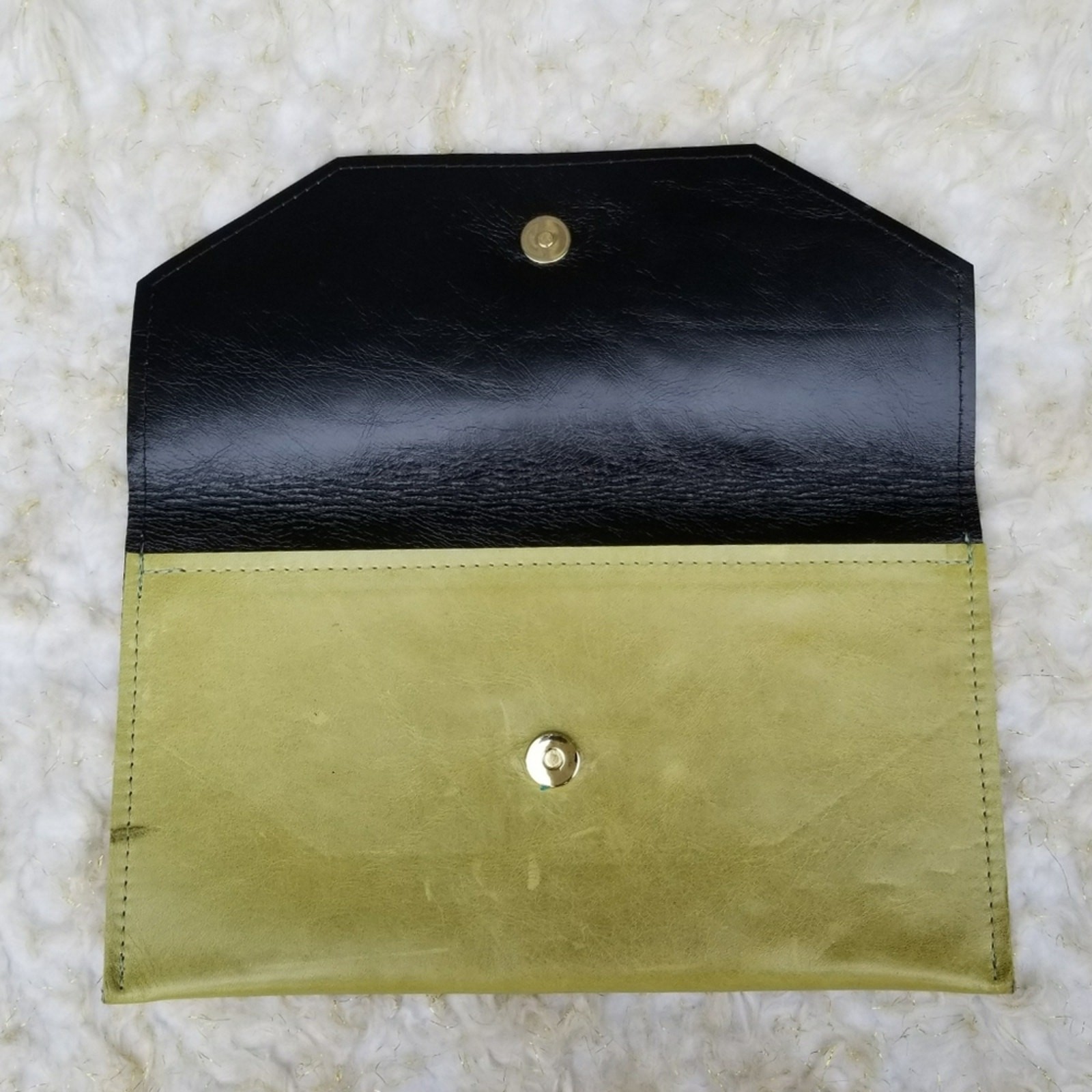 R. Riveter Green Leather Envelope Clutch Handmade Travel Document Folio USA