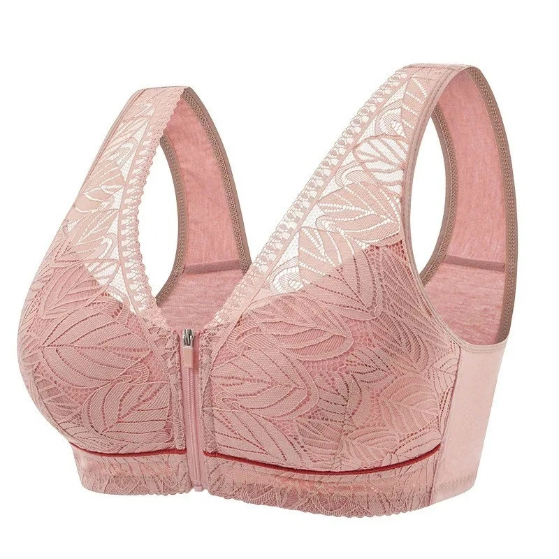 Women Sports Bra Front Zip Cotton Yoga Tank No Wire S-6XL