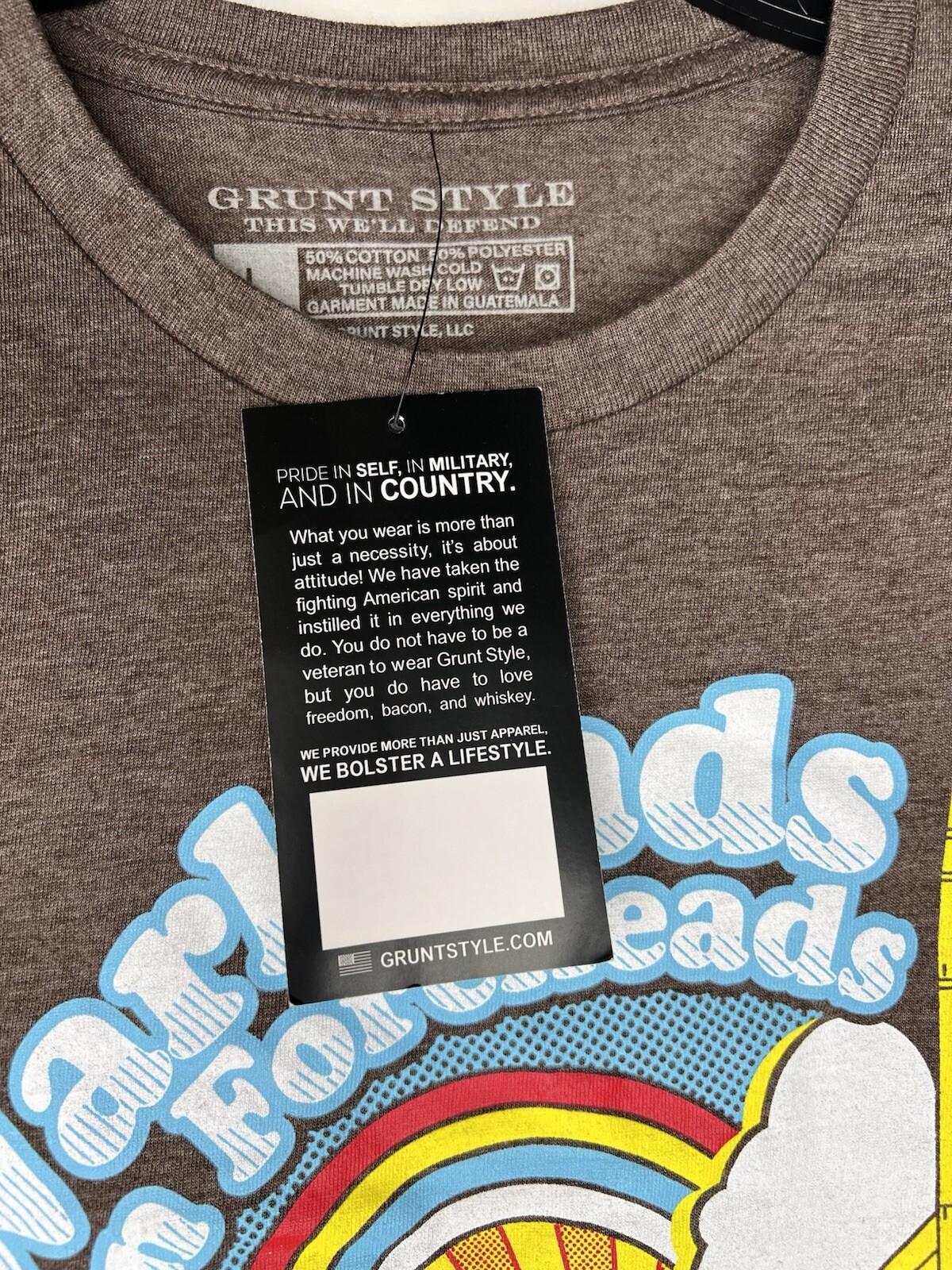 Grunt Style Warheads On Foreheads T Shirt L Brown NEW WITH TAGS