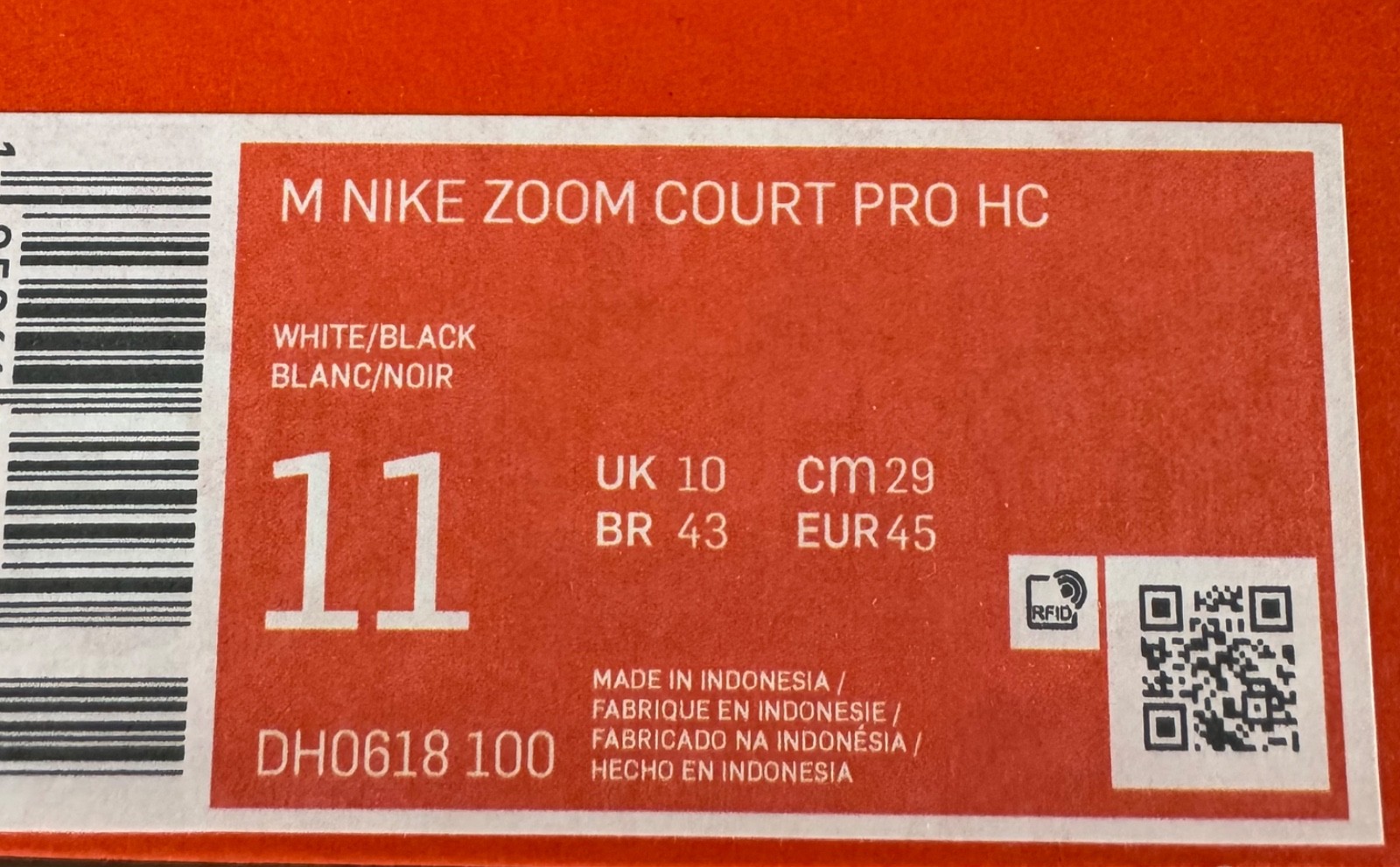 Nike Zoom Court Zoom Pro Hardcourt Tennis Shoes-White/Black-DH0618-100- Men’s Sz