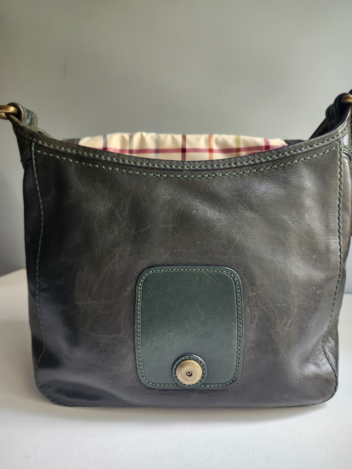 Y2K Coach Bleecker Tattersall Large Flap Shoulder Bag Green F0769-11419 Vintage