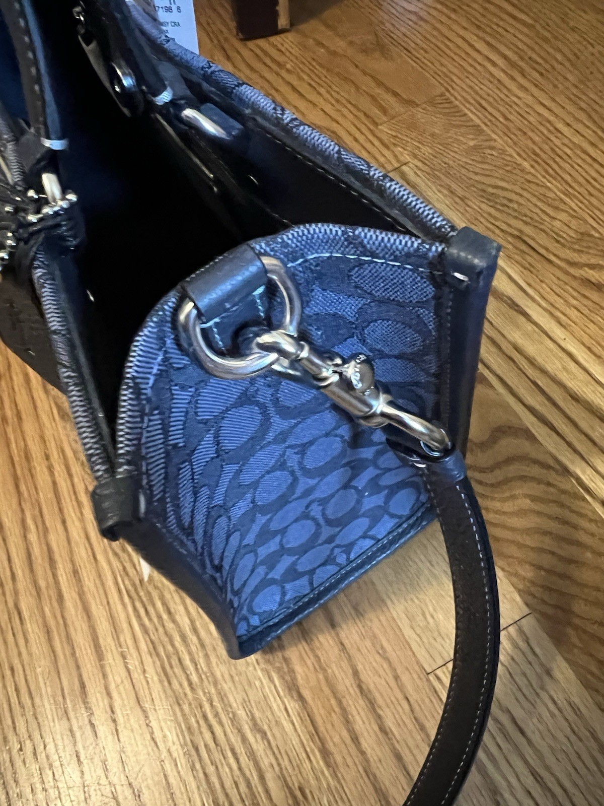 Coach Signature C Gallery Tote Navy Multi Snap Closure w/ Detachable Strap
