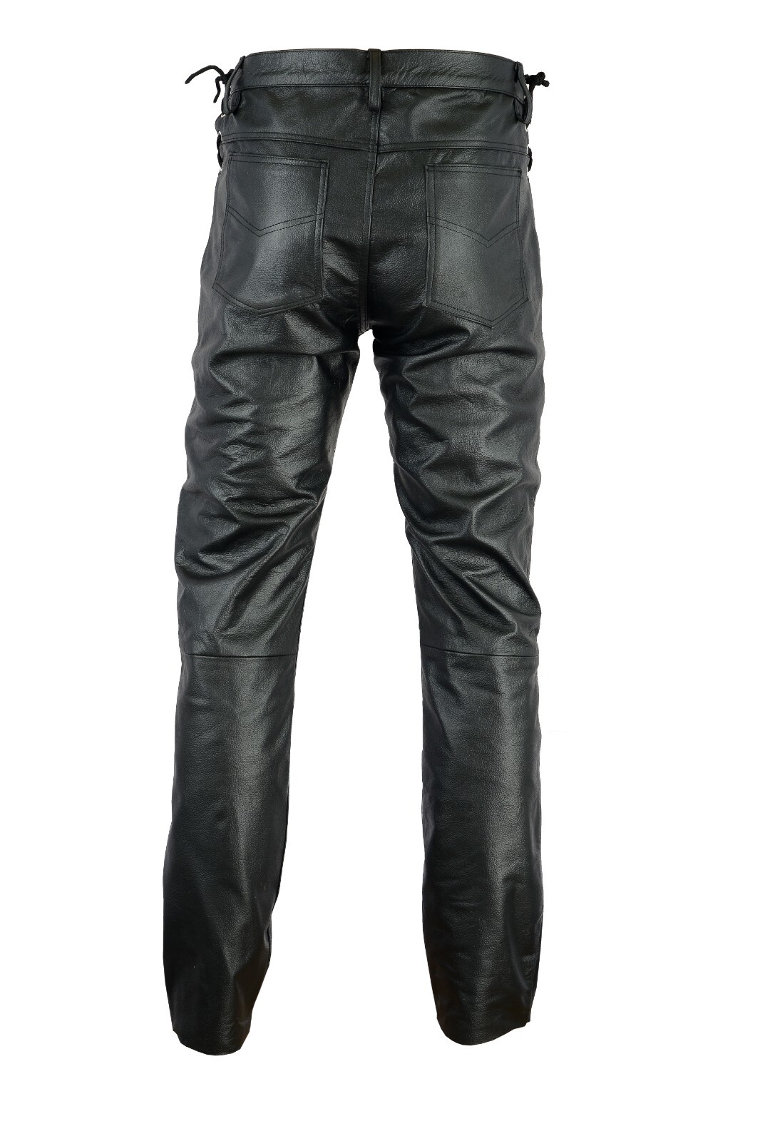 Length 28-36 Waist 30-44 Adjustable Waist Laces Pants Men’s Genuine Leather Pant