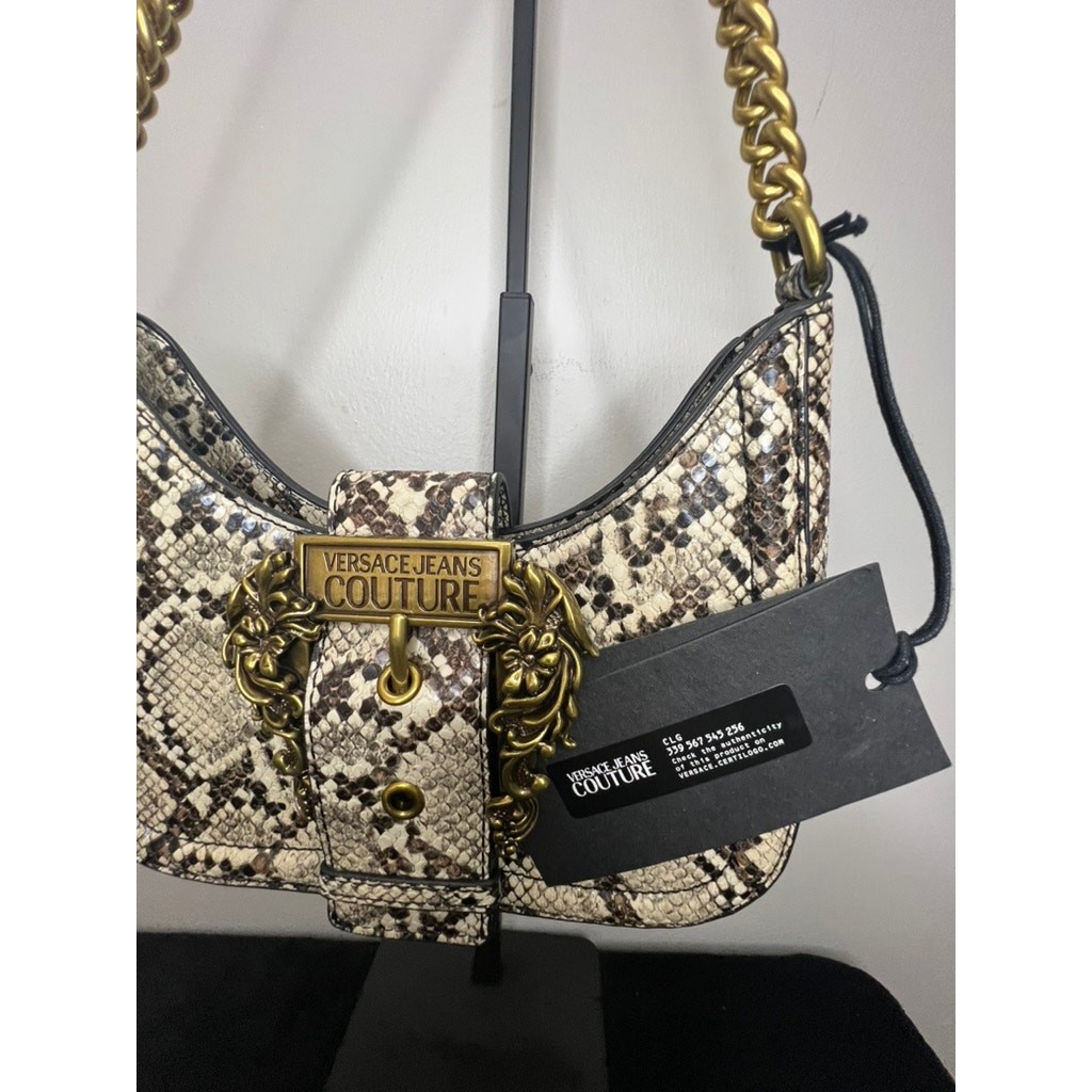 Versace Jeans Couture Snake Print Gold Chain Shoulder Bag 71VA4BF5 NWT