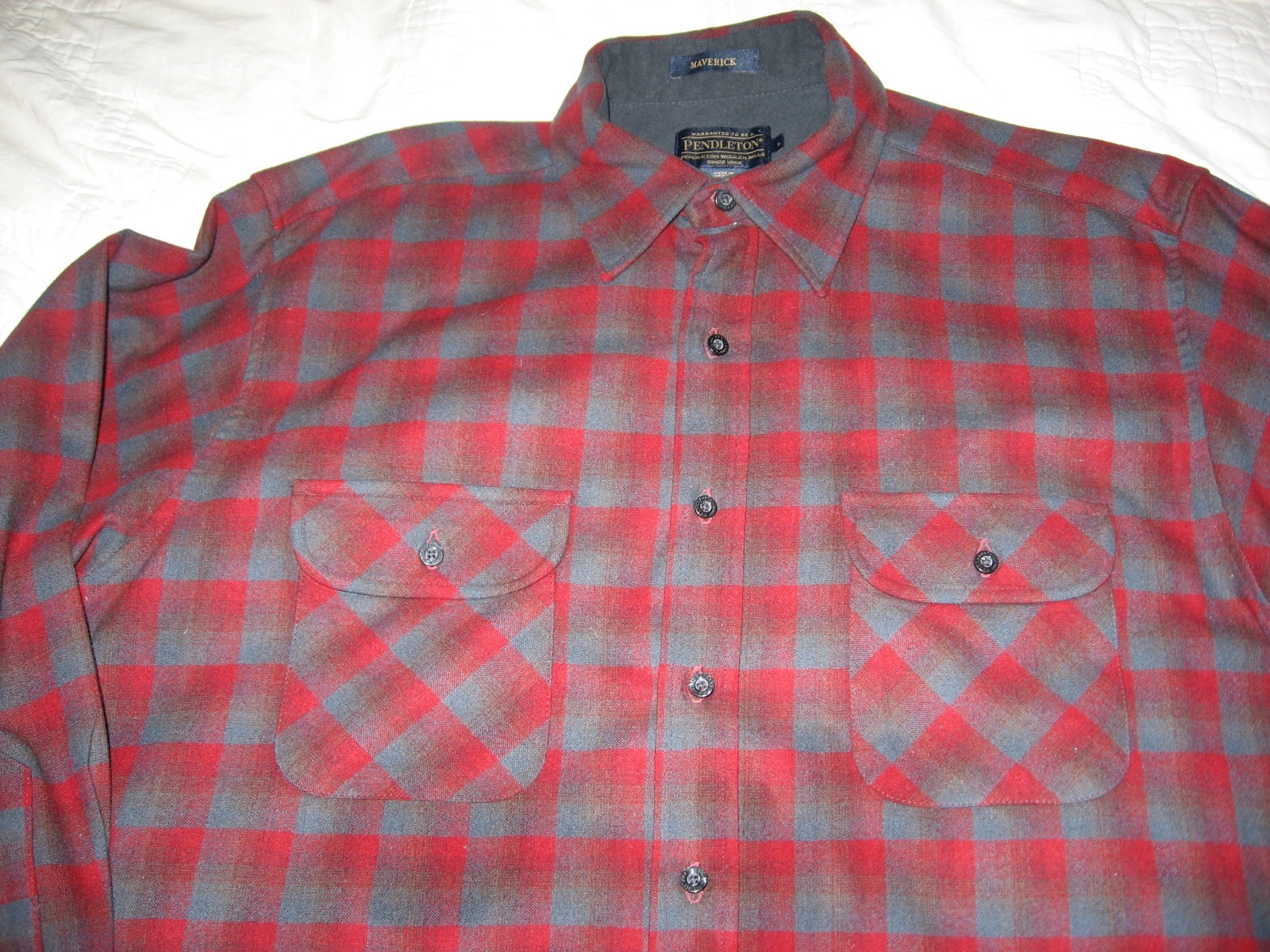 Pendleton Maverick Wool Plaid Men’s Long Sleeve Button Up Shirt Large