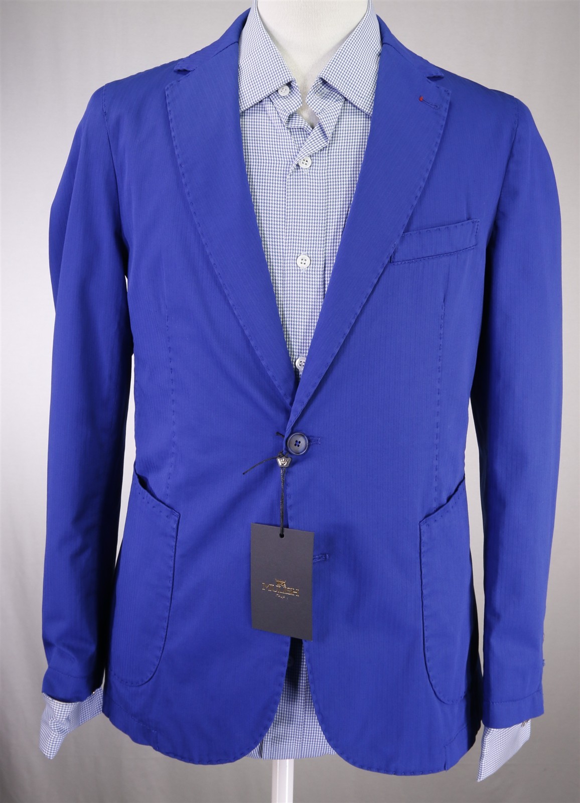 Mulish Italia Royal Blue Cotton Patch Pocket Unstructured Blazer Jacket 38S
