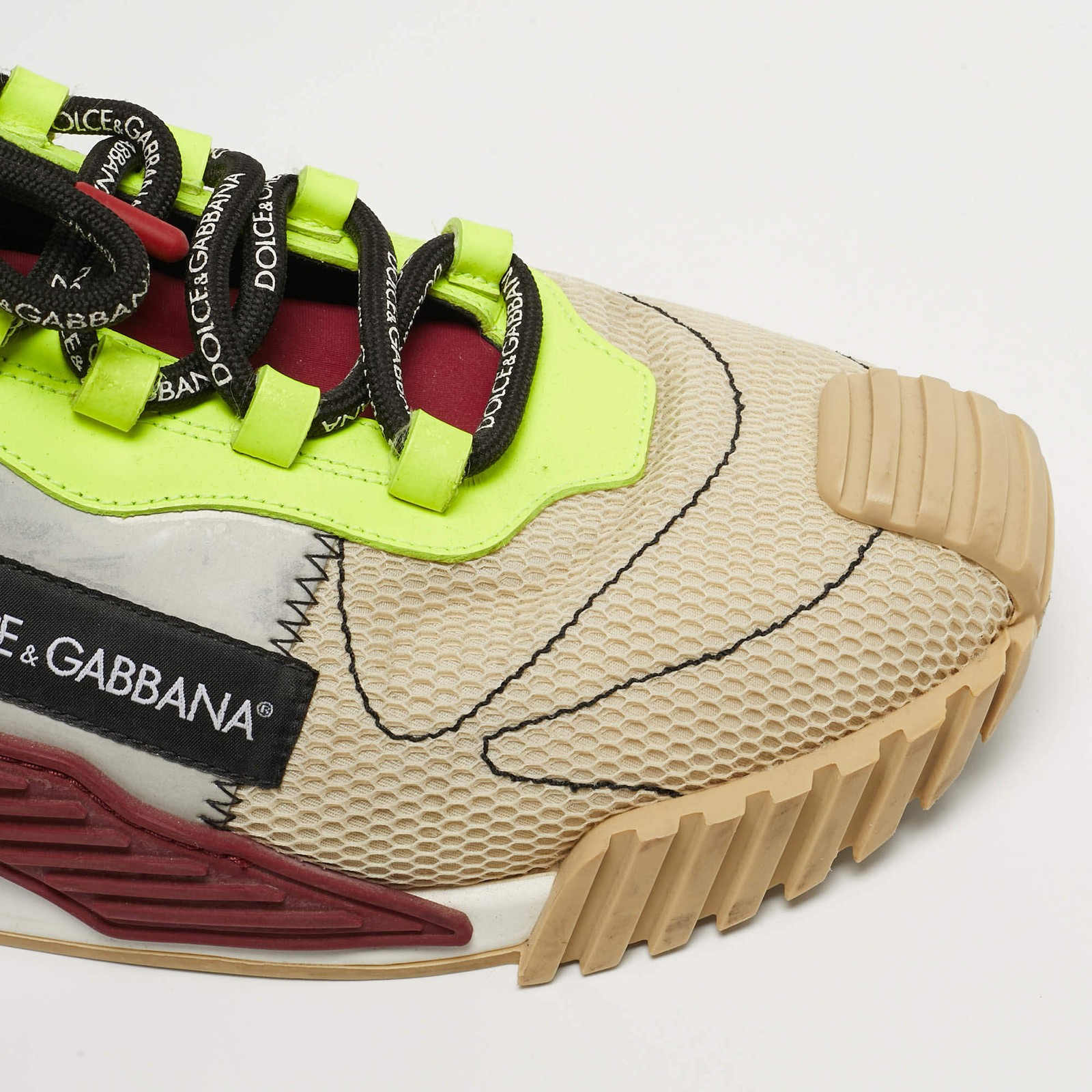 Dolce Gabbana Ns1 Size 44 Multicolor Mesh and Neoprene Lace Up Sneakers