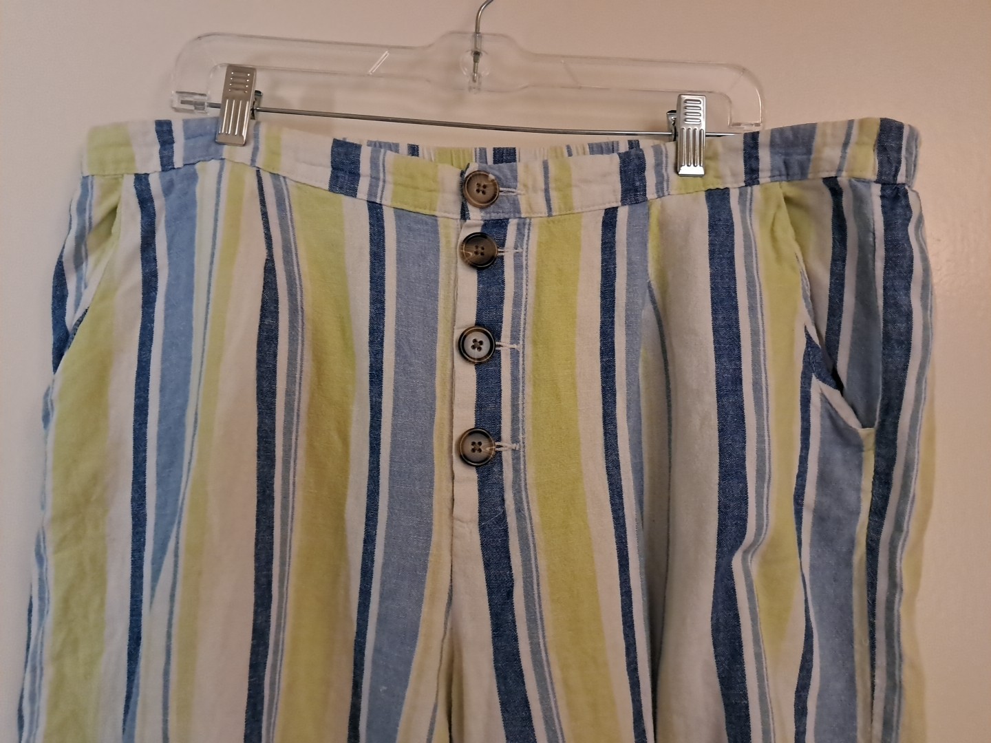a.n.a. XXL Linen Blend Womens Linen Blend Striped Beach Coastal Pants High Rise