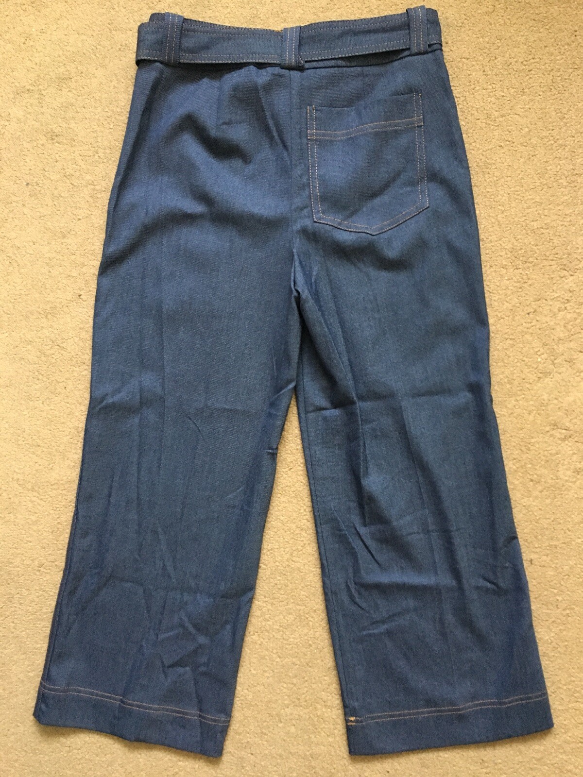 Next Women’s Indigo Denim Wide Crop Stretch Blue Trousers, UK8 Long, L25″, £42