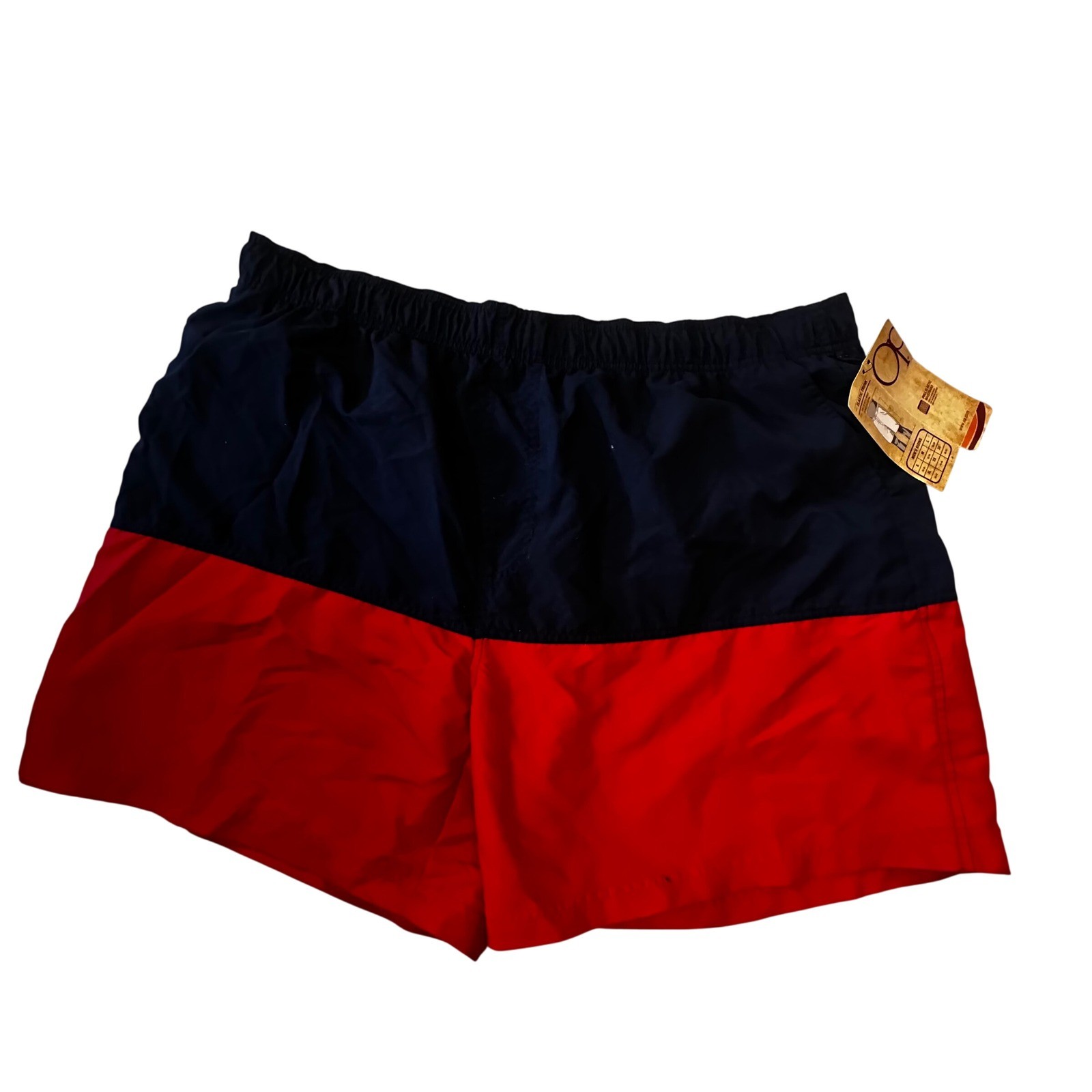 OP Ocean Pacific new Mens Navy Red Colorblock Swim Trunk Elastic Waist 2XL 44-46