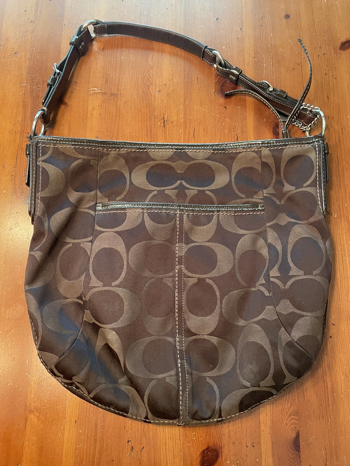 Coach Signature CC Monogram Hobo Bag Brown Y2K Shoulder Handbag Purse EUC VTG