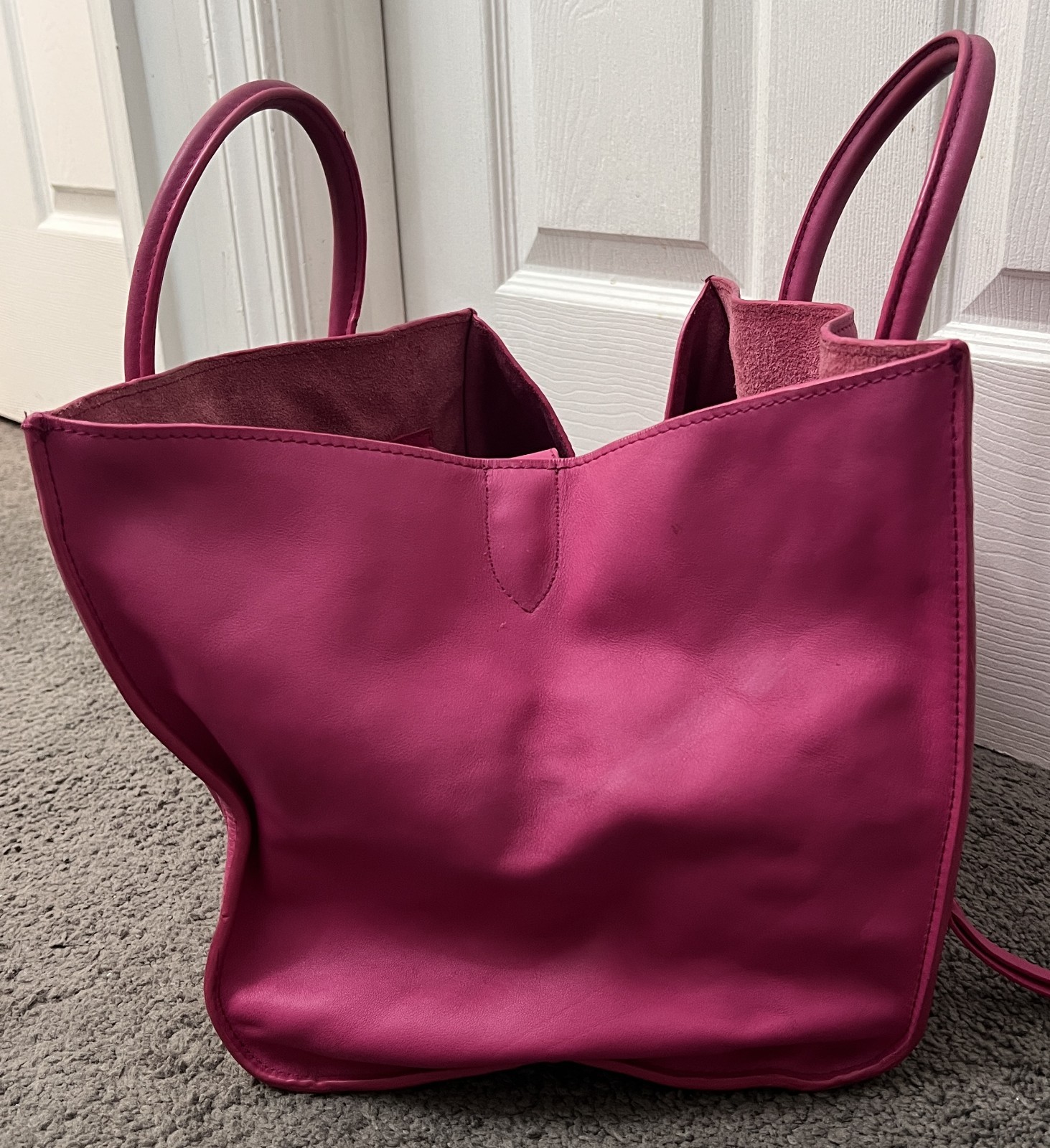 CELINE Luggage Phantom Hand Bag Leather Pink