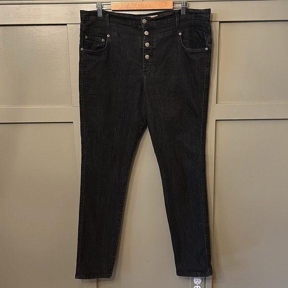 Judy Blue High Rise Button Fly Jeans Black Stretch Denim Made in USA Size 3XL
