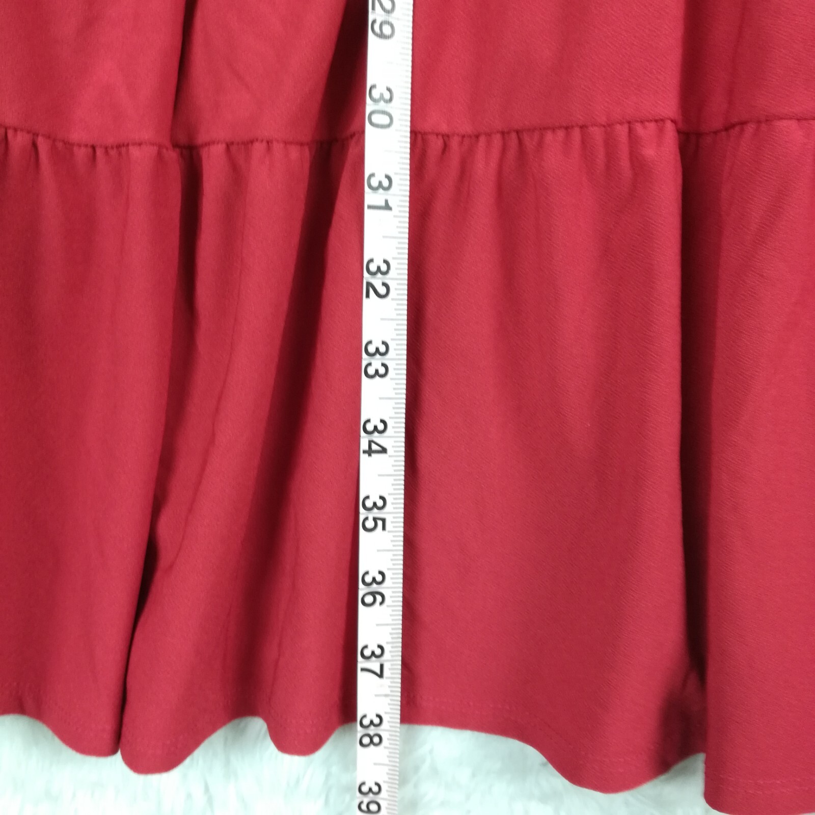 A. U. W. Womens Dress Fit & Flare Red Tiered Above Knee Short Sleeve Plus 1X New