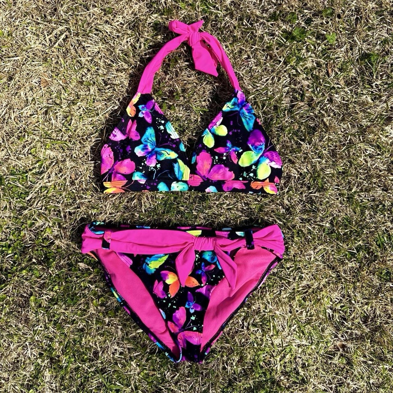 Angel Beach Teens 16 2pc Bikini Set Halter Triangle Top Bikini Bottom Pink