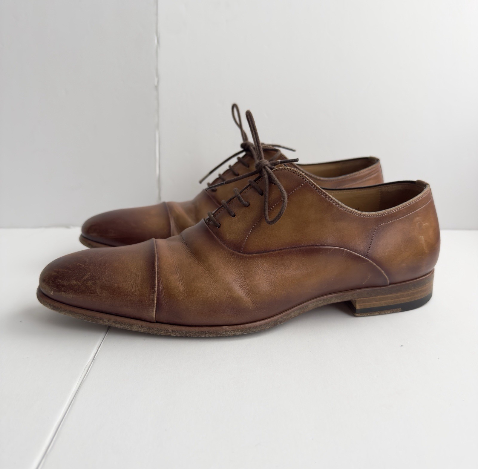 Magnanni Segovia Curri Brown Cap Toe Lace Up Oxford Shoes Sz 8M US 23192 Burnish
