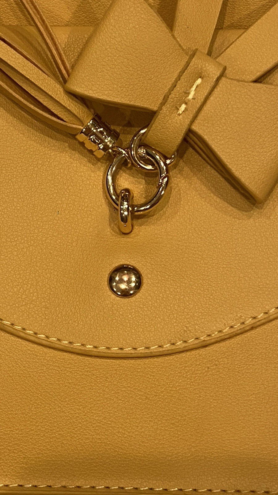 New! ECOSUSI Yellow Gold Backpack Purse & Matching Wristlet Wallet PU Leather