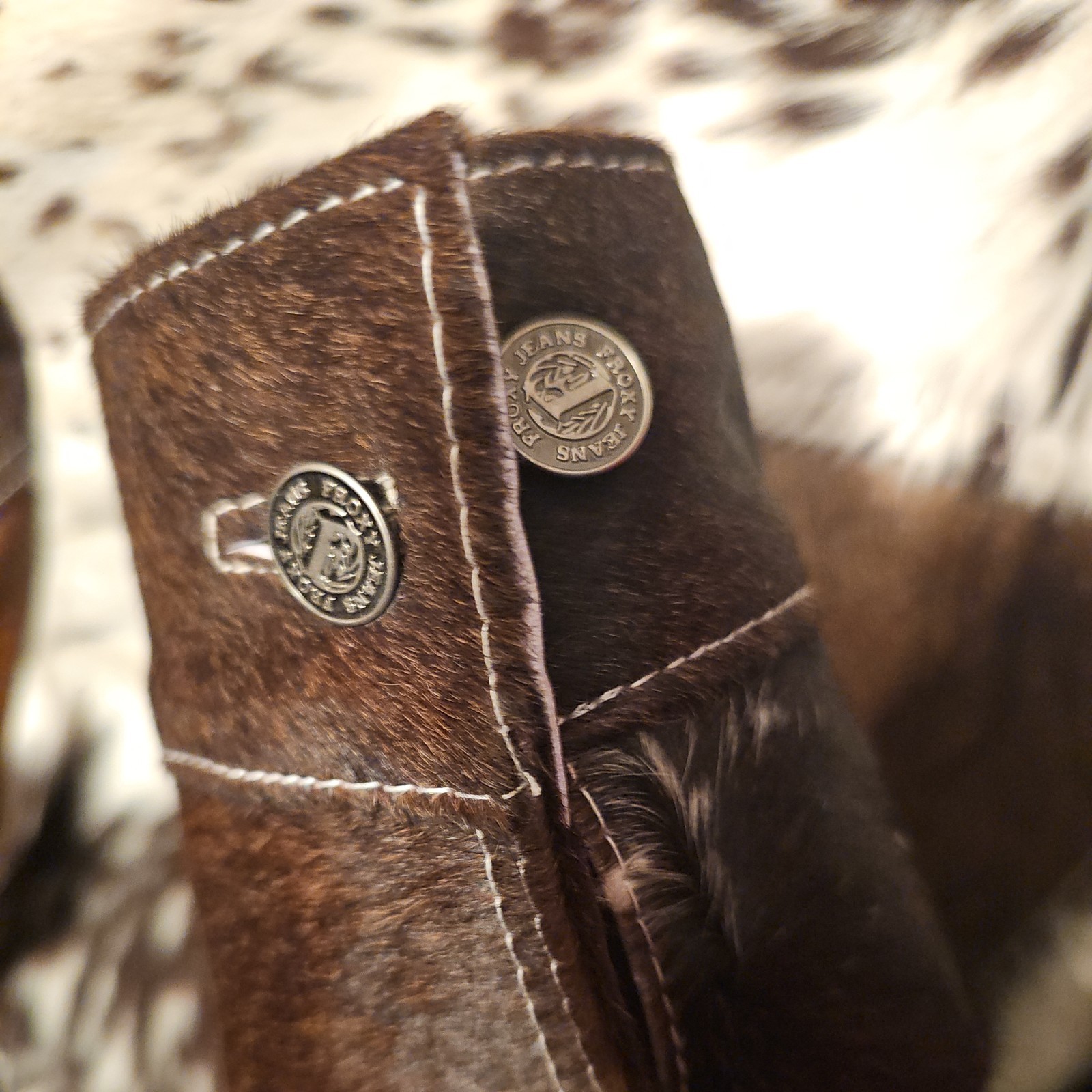 Men’s Western Cowhide Leather Jacket Real Hair-On Pony Skin Stylish Trucker Coat