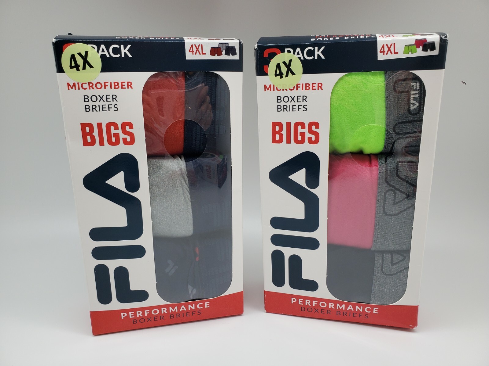 FILA 3 Pack Wicking Boxer Briefs Men’s Big & Tall 2XL 4XL Assorted Colors $42