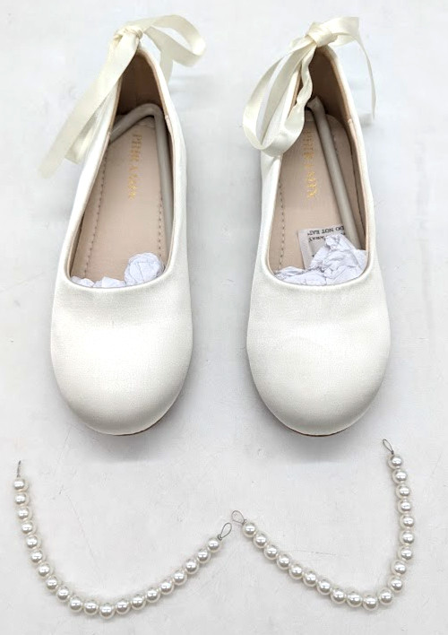 *SEE DETAILS* PHIRAMIN Toddler Flower Girl Dress Shoes – Size 13 – Ivory White