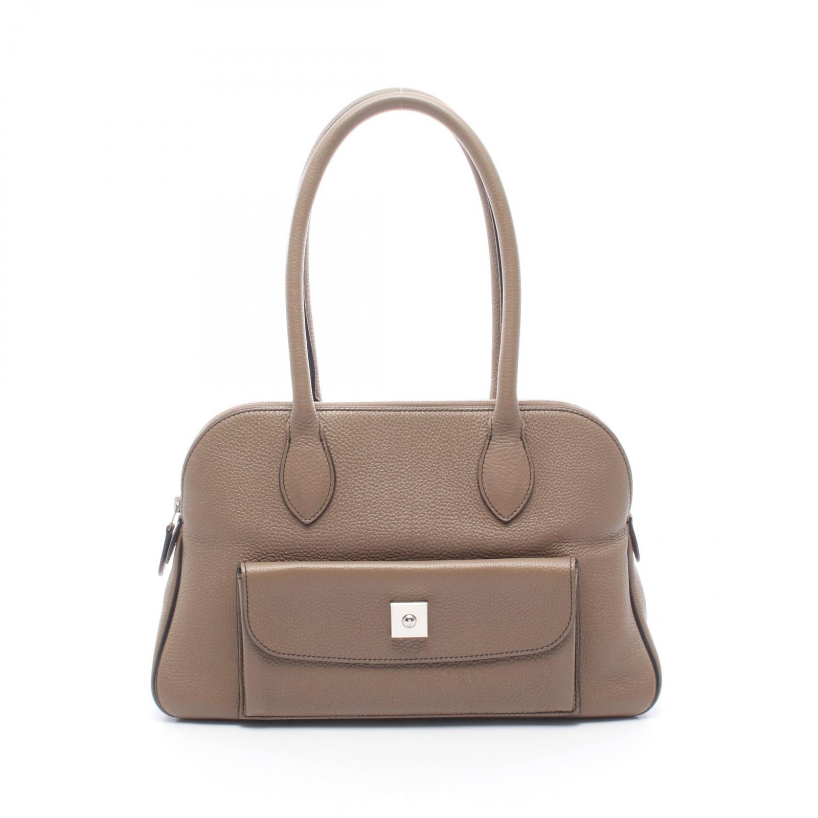 HERMES Carabas 35 Shoulder Bag N Togo leather Etoupe Grey Used Women SHW