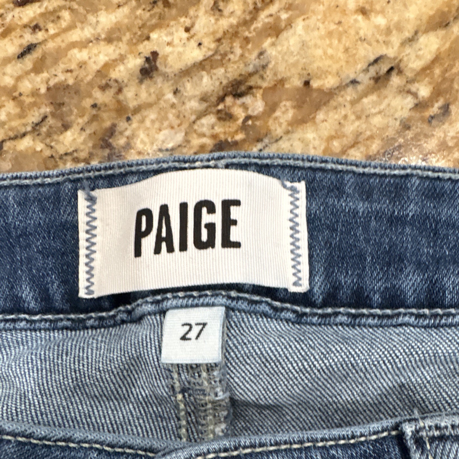 PAIGE Verdugo Skinny Jeans Medium Wash Distressed Stretch Mid Rise Blue 27 #J6