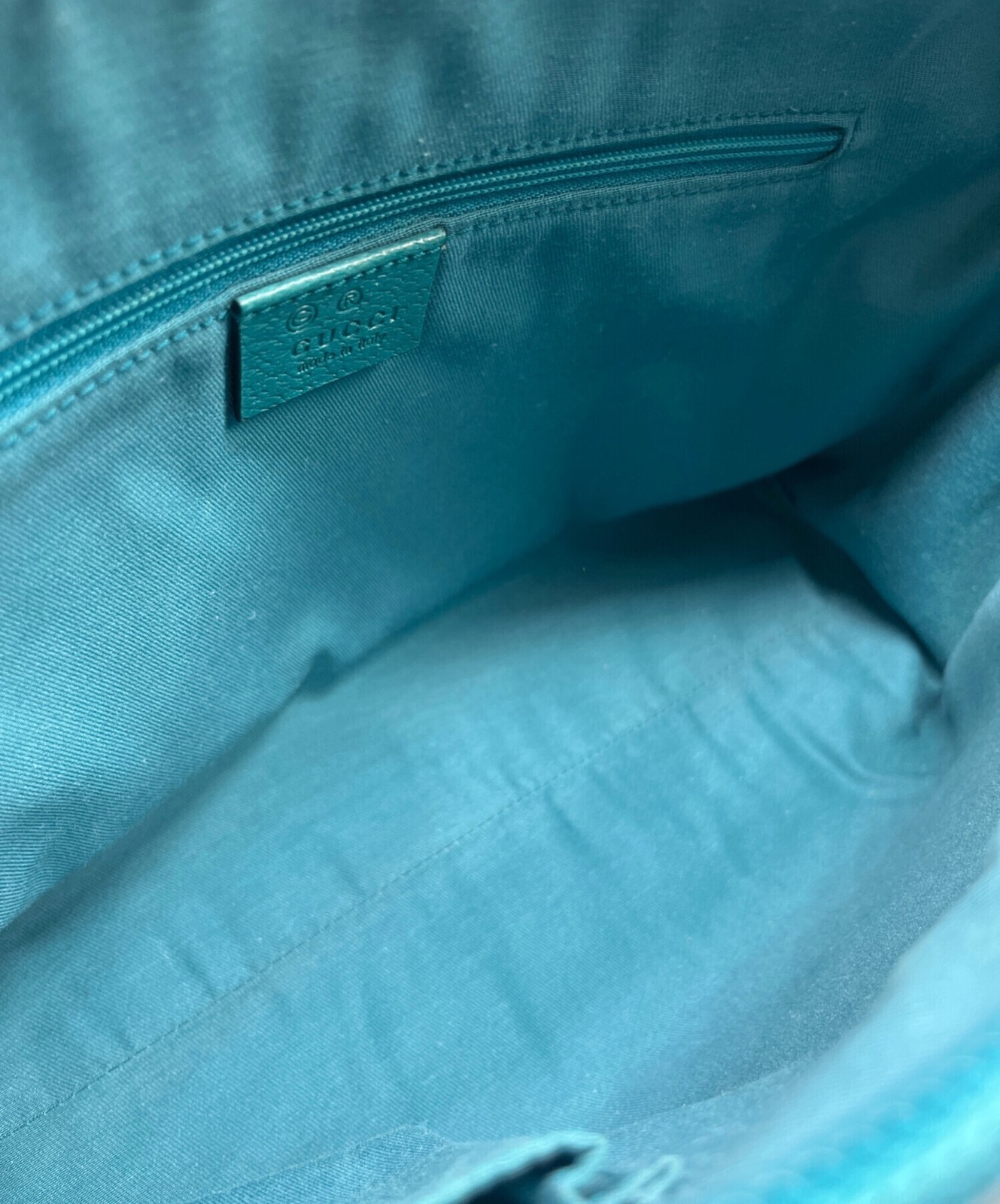 Gucci Turquoise Blue Leather Handbag Gold Hardware 264210 Women 12.6in x 7.5in