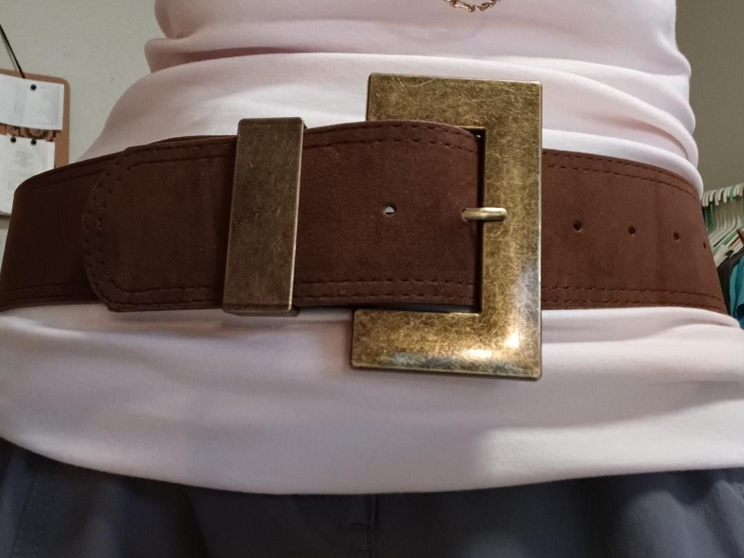 WOMEN WIDE RETRO BROWN SUEDE LEATHER BELT Size LARGE belt length is 46 in NEW