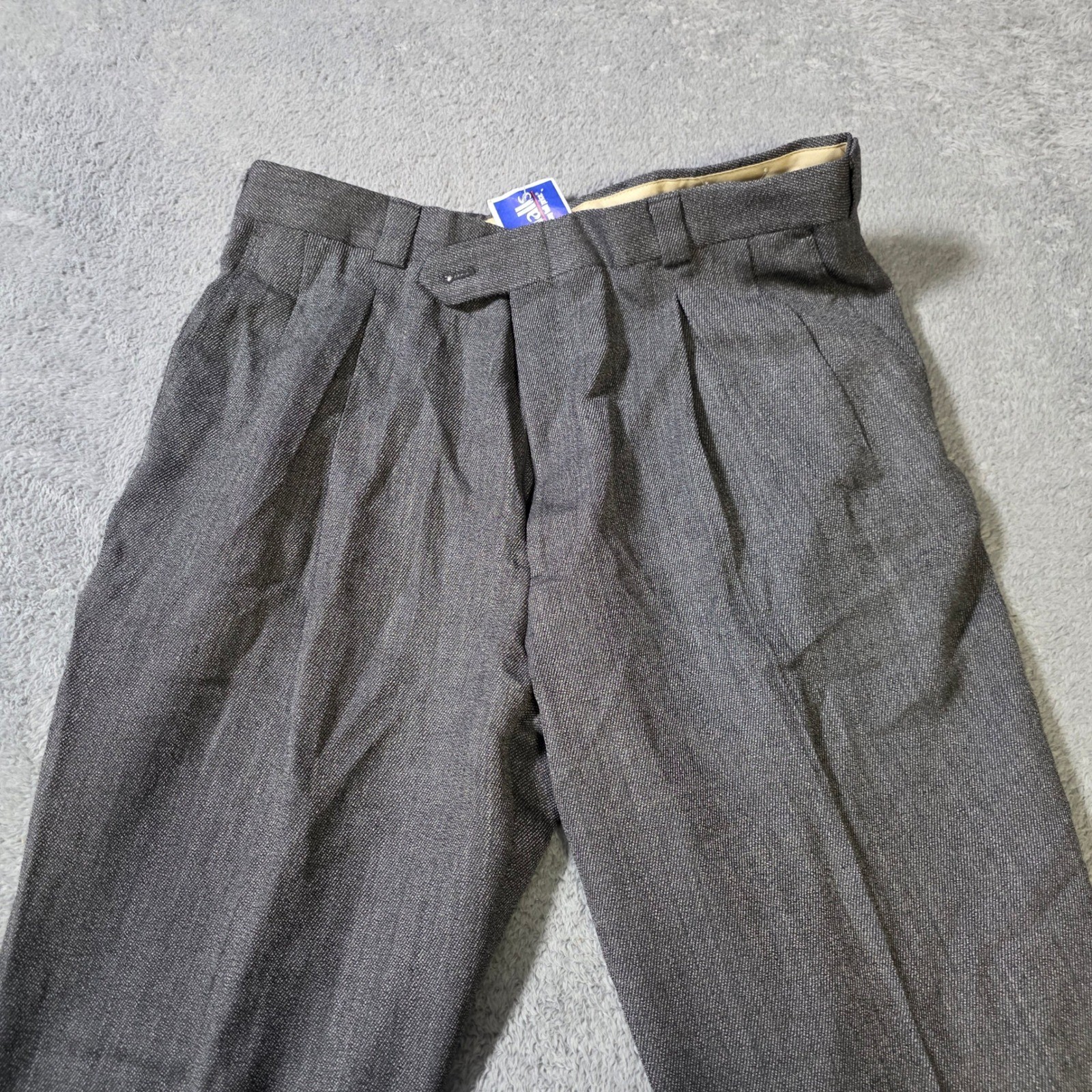 Austin Reed Mens 36×30 Rovers Pleated Wool Worsted Trousers Grey Cuffed Vintage