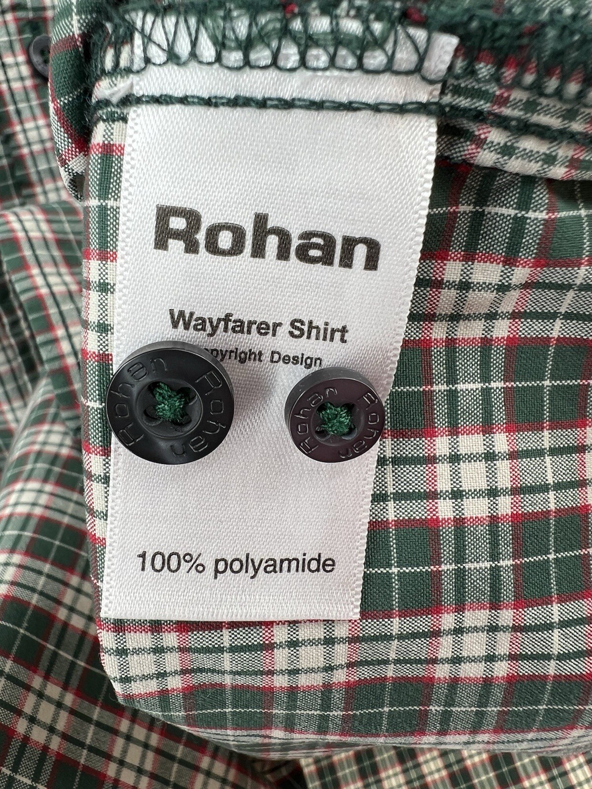 Rohan Wayfarer Mens Shirt Large Muticolor Plaid Button Up Long Sleeve Zip Pocket