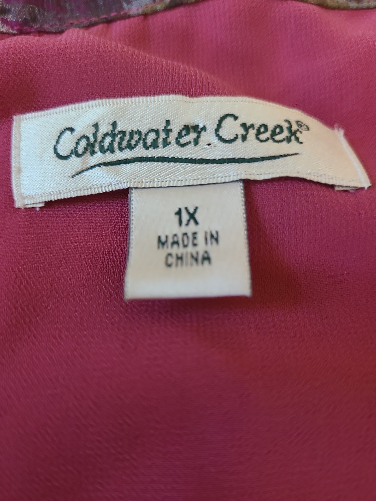 Coldwater Creek 100%silk v-neck pink/blue/green blouse Size 1X long sleeve lined