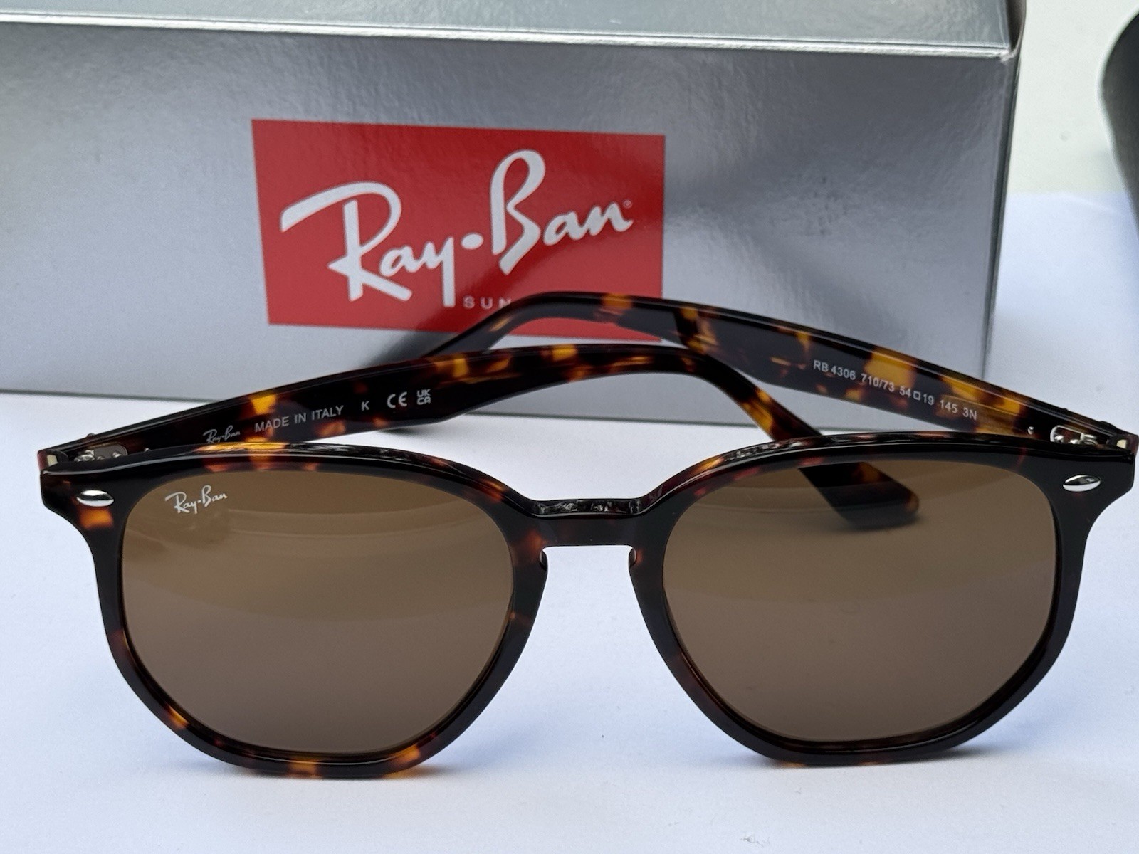 NEW Ray-Ban RB4306 710/73 Polished Light Havana/B-15 Brown Sunglasses 54mm