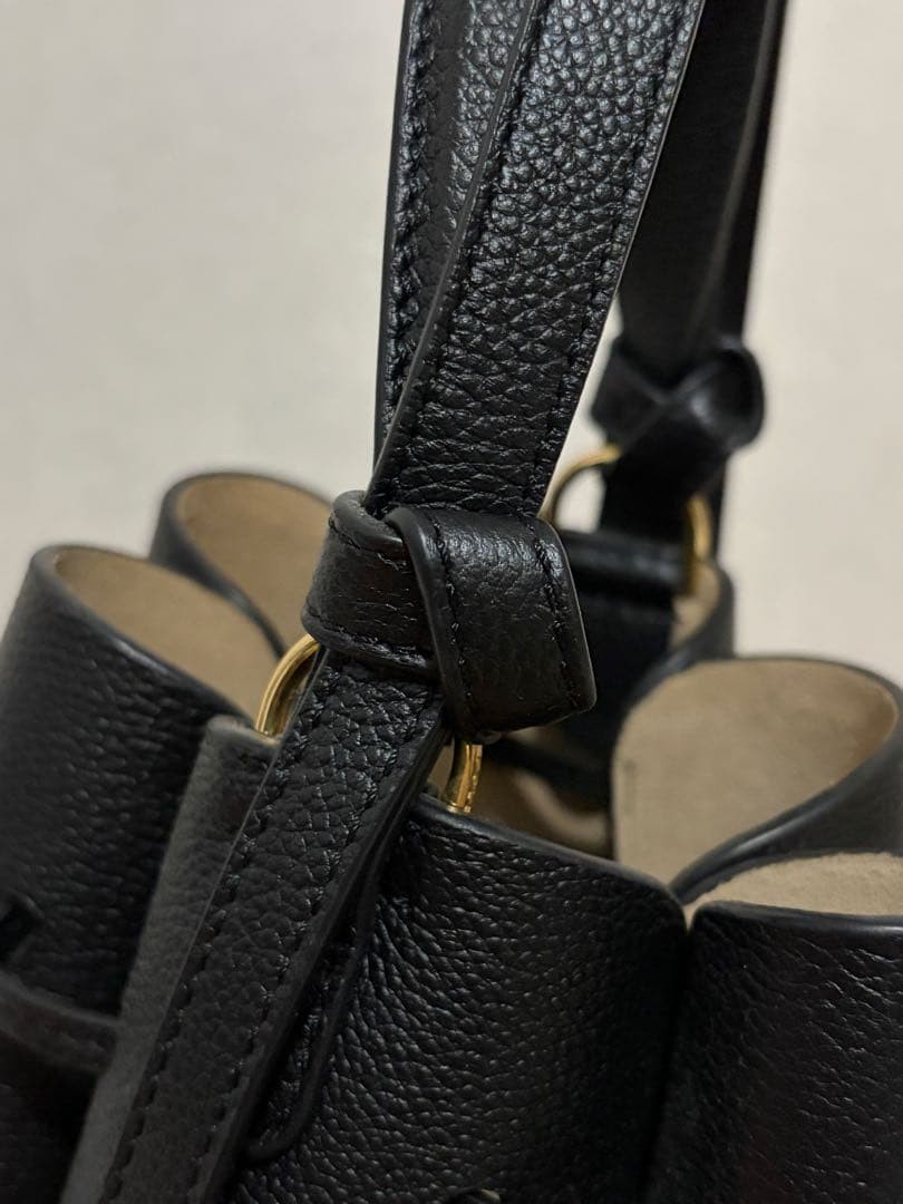 POLENE Black Leather Shoulder Bag from Japan