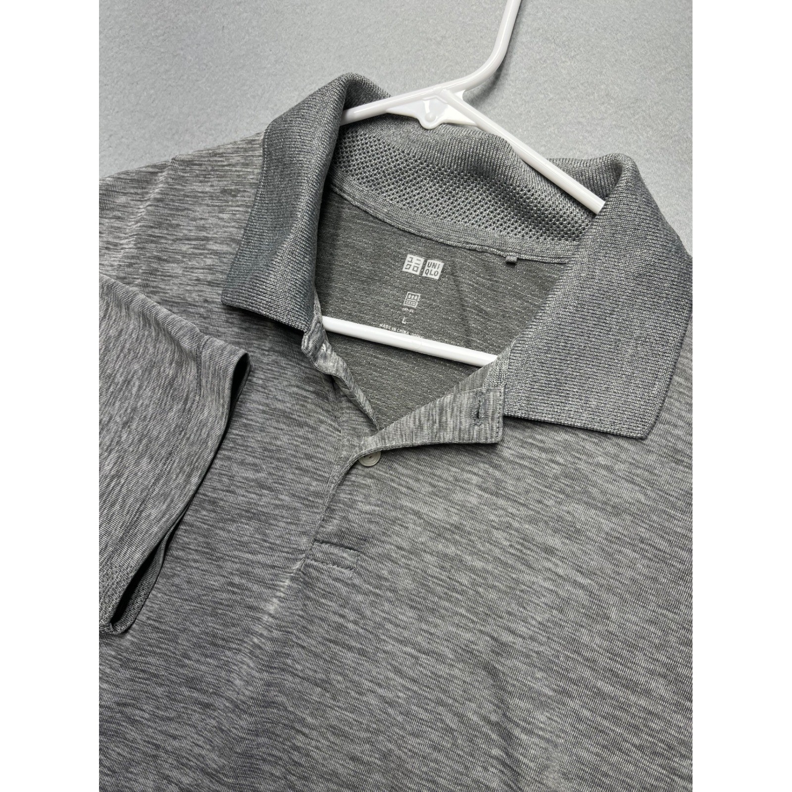 Uniqlo Dry EX Gray Performance Polo Shirt Size L Athletic Golf NWOT