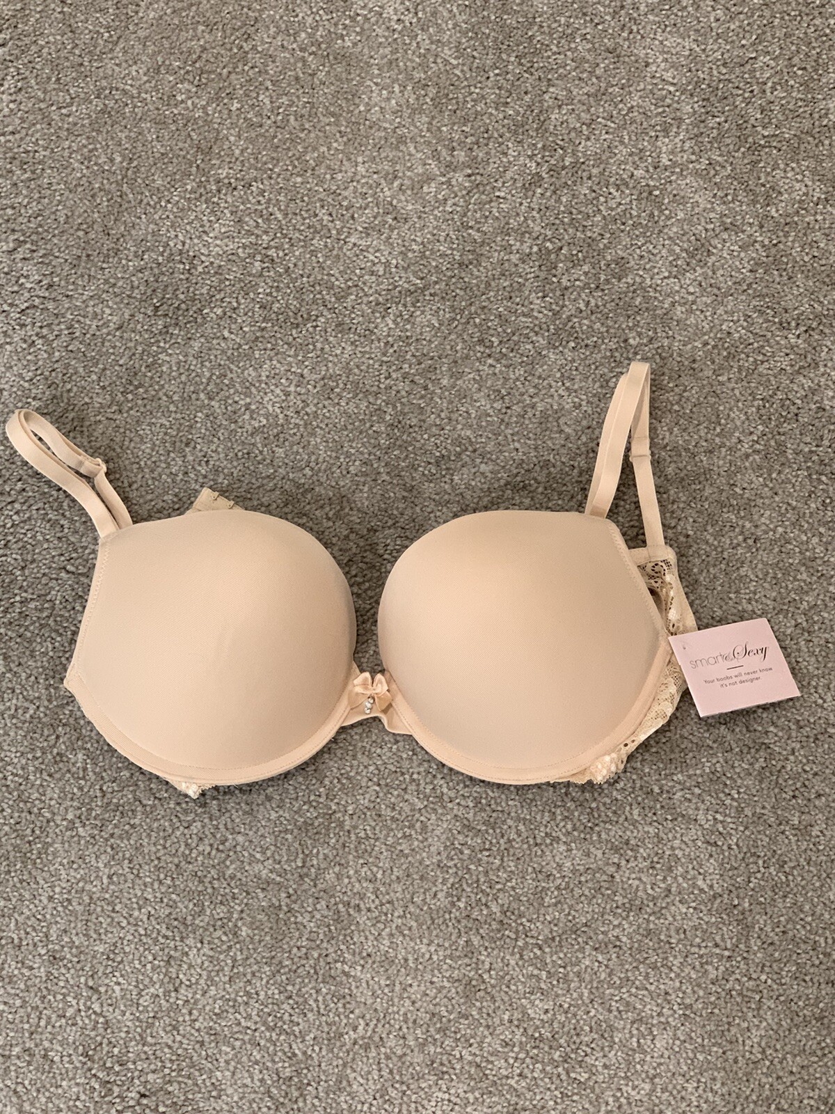 Smart & Sexy Push Up Bra Womens Size 34C Color Beige Add up to 2 Cup Sizes NWT