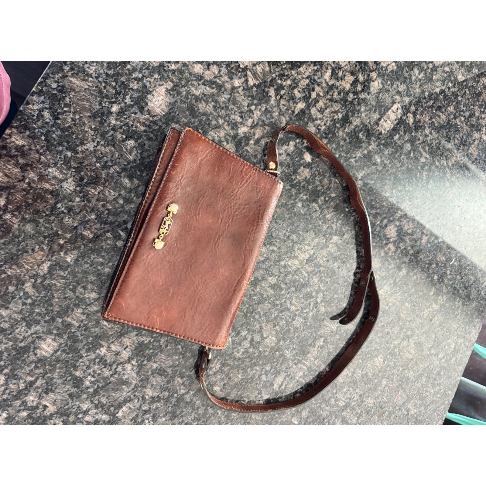 Vintage Brown Leather Celine? Horse Carriage Shoulder Bag Equestrian Flap Purse