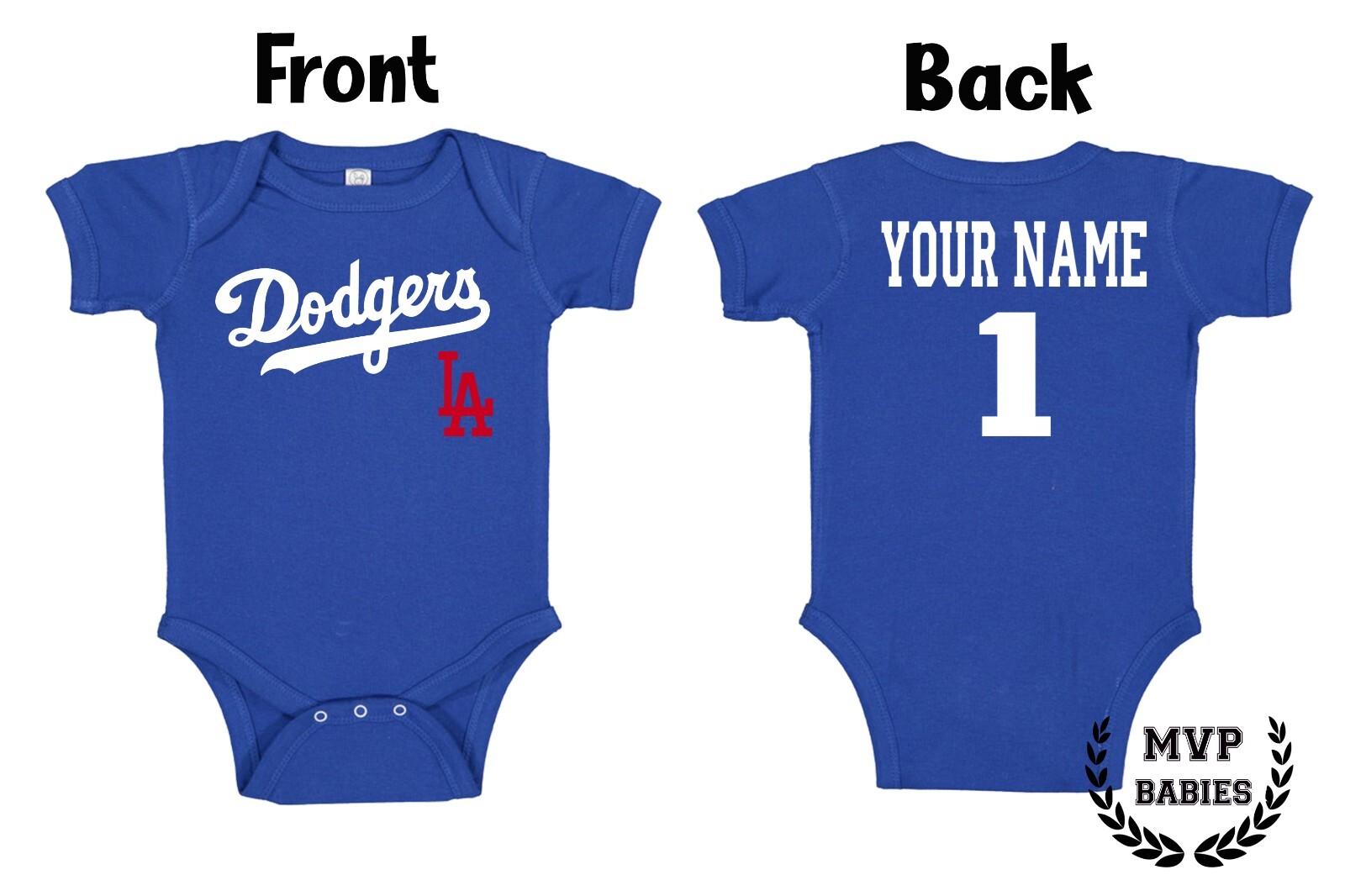 Los Angeles Dodgers Homemade baby bodysuit.