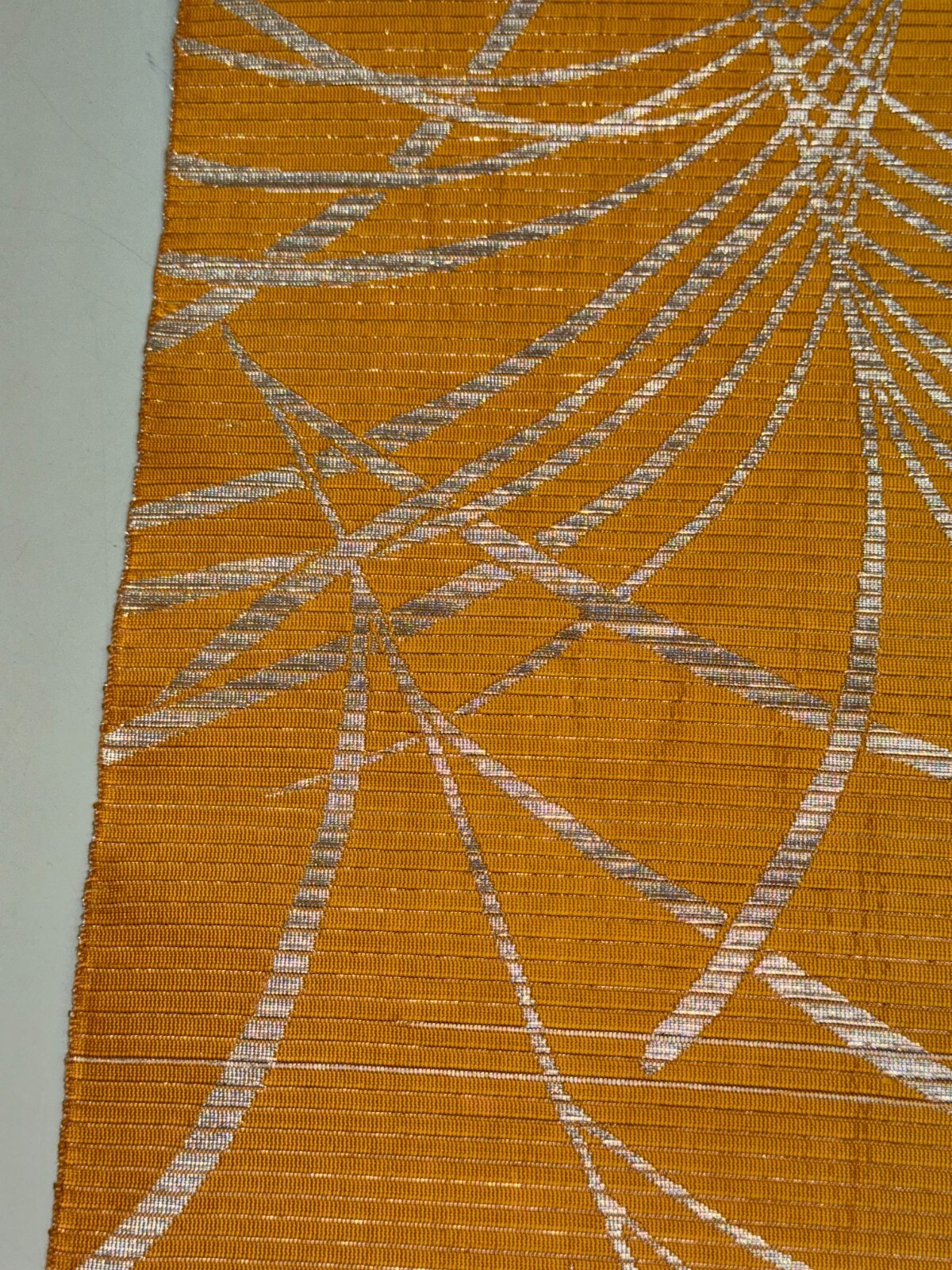 Japanese Vintage Kimono BOLT FABRIC cloth Silk Yellow Cut Sales 35.4×11.8in