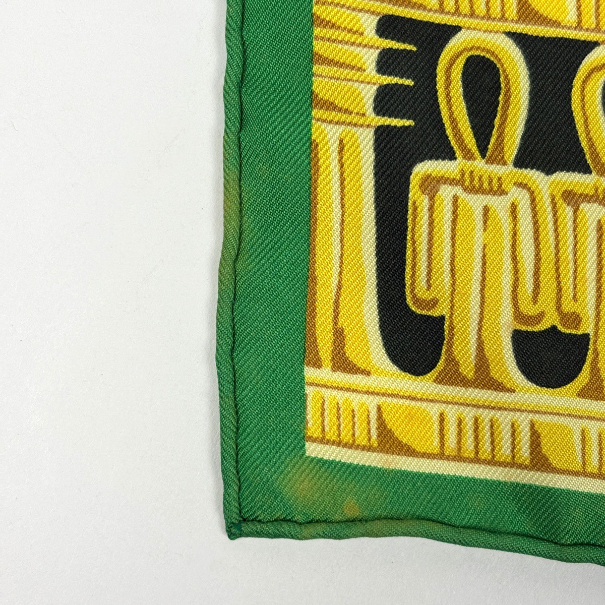 HERMES Carre90 TUTANKHAMUN Tutankhamen egypt Scarf silk Green Multicolor Women
