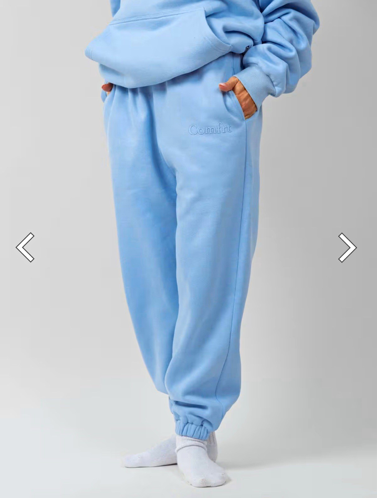 Comfrt Women’s Blue Fleece Jogger Pants Pull On Pockets Relaxed Fit Size S