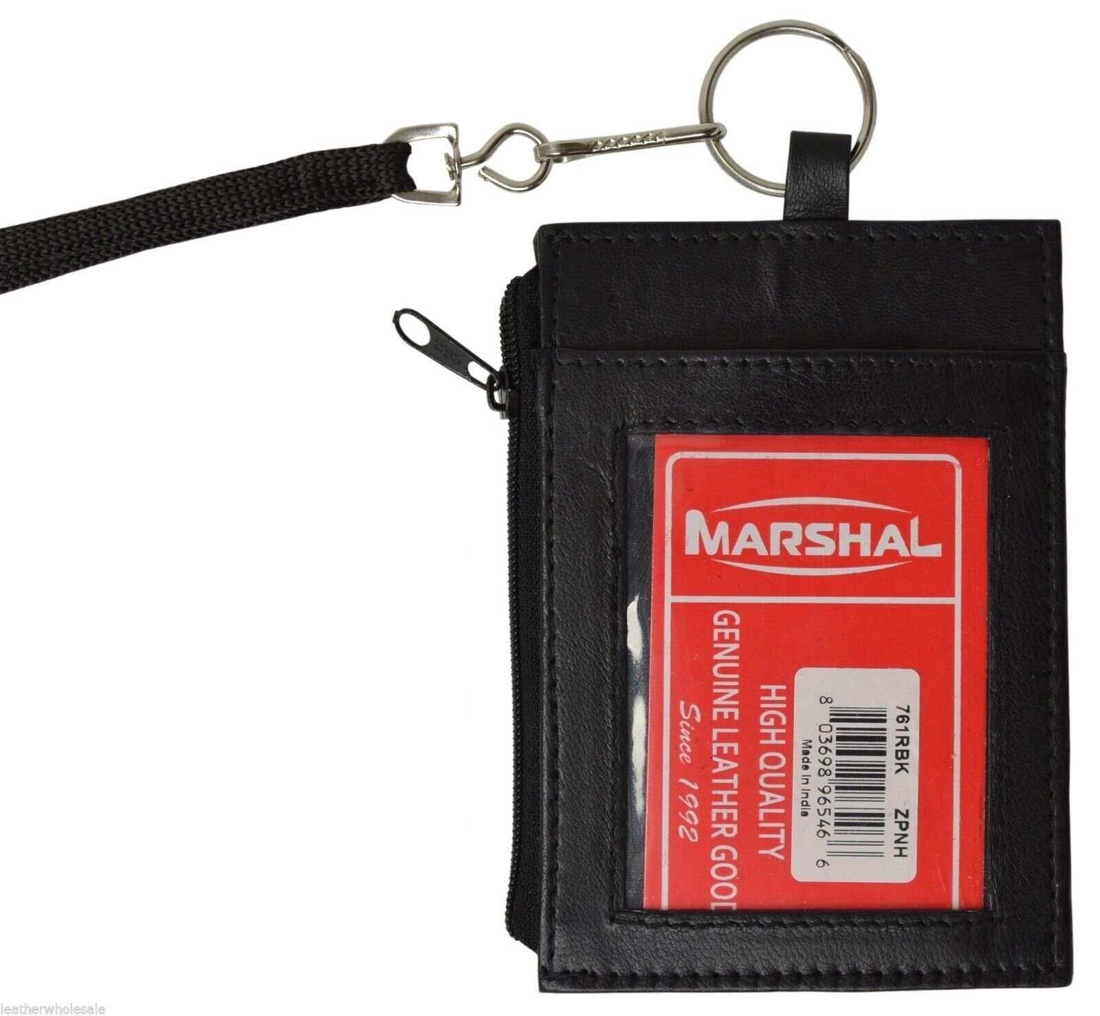 100% Genuine Leather Id Holder Black #761