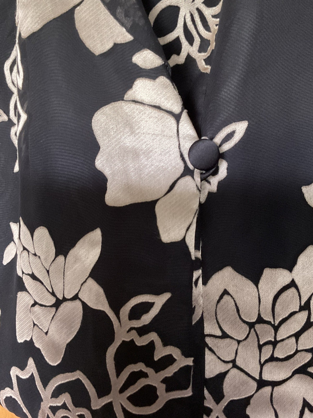 Alex Evenings Jacket Women 2X Black Floral Sheer Chiffon 3/4 Sleeve 80s Vintage
