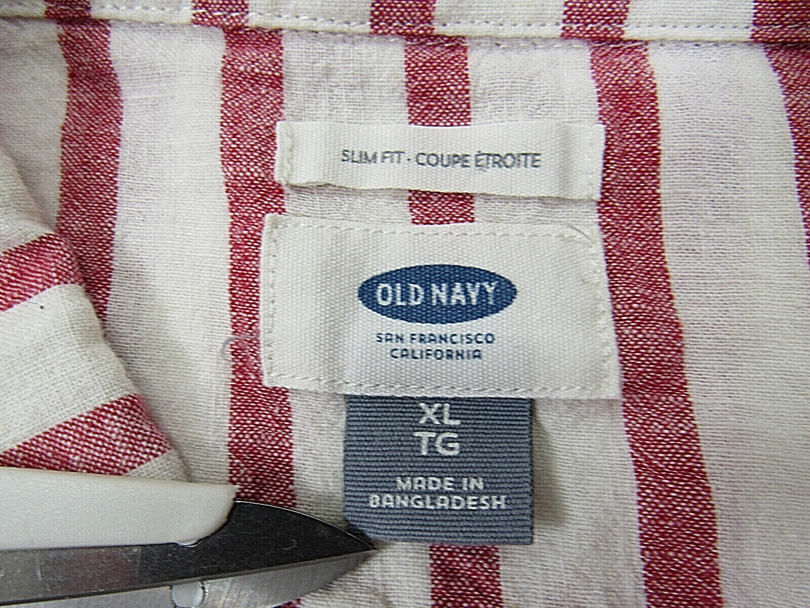 Old Navy XL [ 50in Chest 30L ] Button Up Striped Linen Blend Slim Fit