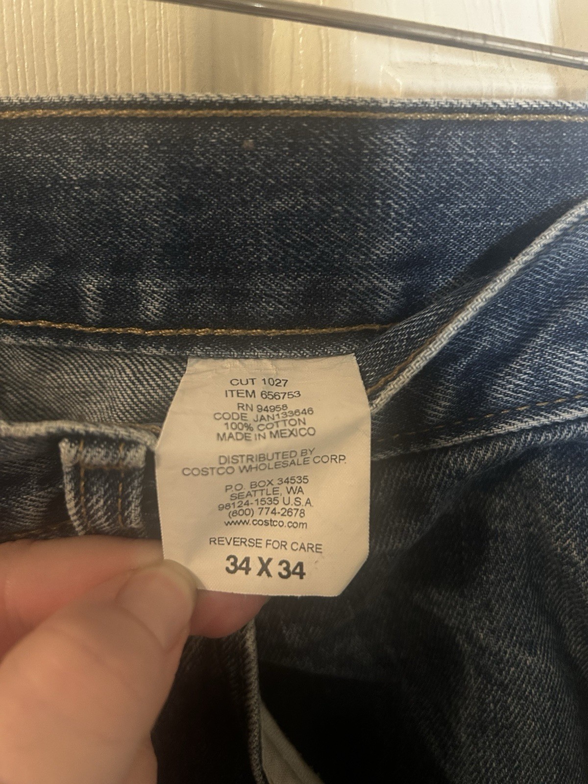 Classic Men’s Dark Blue Denim Jeans Straight Leg Fit 34×34