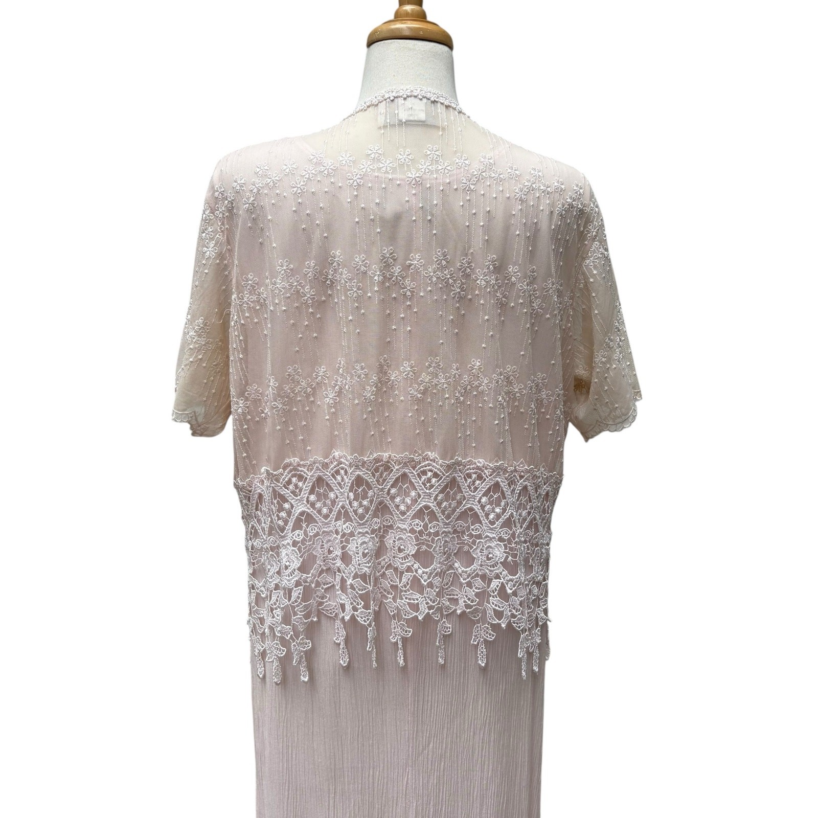 VTG Magnet Art Lynn Yang 2 Piece Set Maxi Dress Top Sz L Pastel Pink Crochet 90s